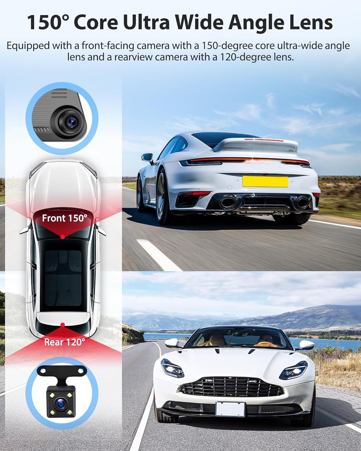 4.5" IPS Touch Screen Rear View Mirror Camera Dash Cam DVR Monitor Dual Camera Video Recording System 1080P/Loop Recording/G-Sensor/150° Wide Angel/Night Vision/Parking Assistance/64G Card