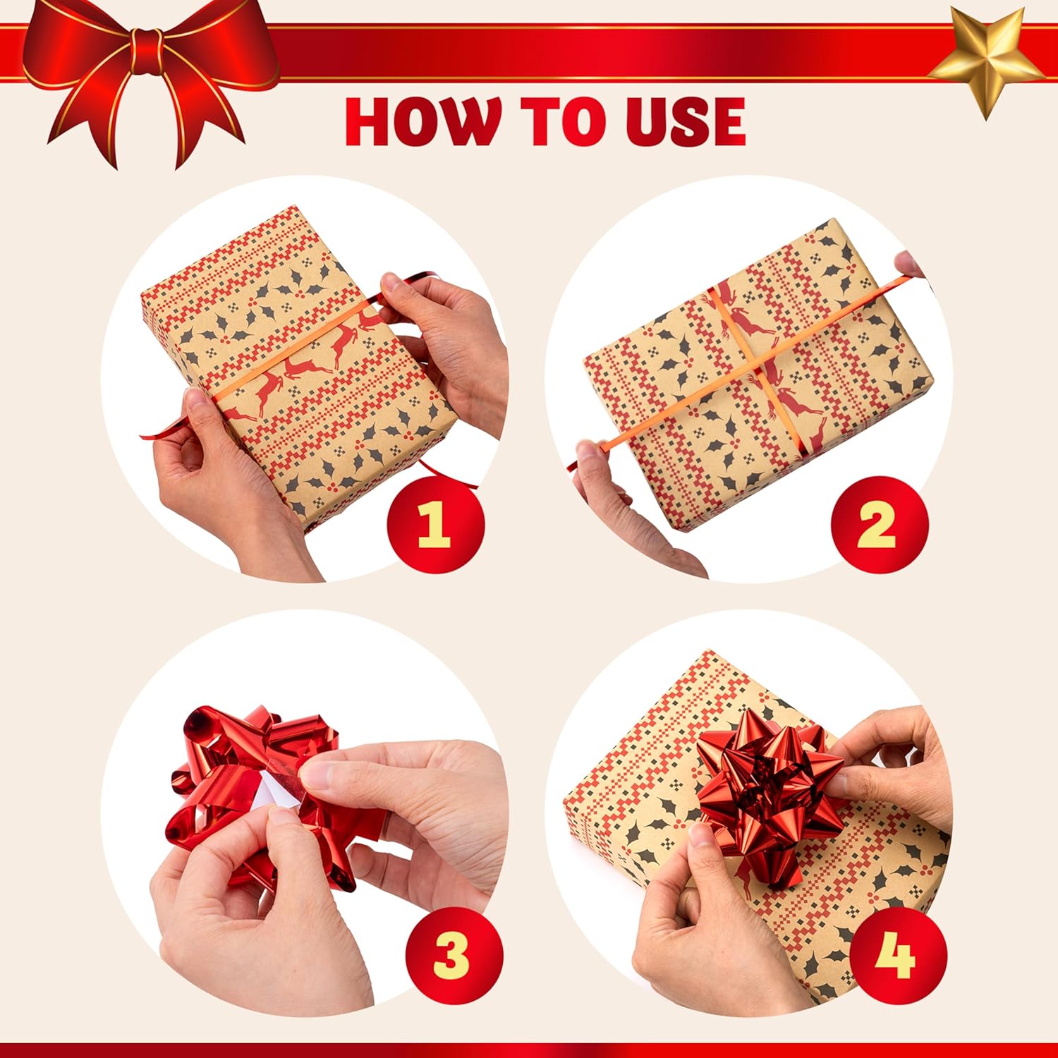 JOYIN 24 PCS Christmas Wrap Gift Bows with 20 Multi-Colored Assorted Size Self Adhesive Bows, 2 Tinsel and 2 Curly Ribbon Bows Wrapping Accessory for Gift Wrapping, Christmas Wrapping Decoration - Image 6