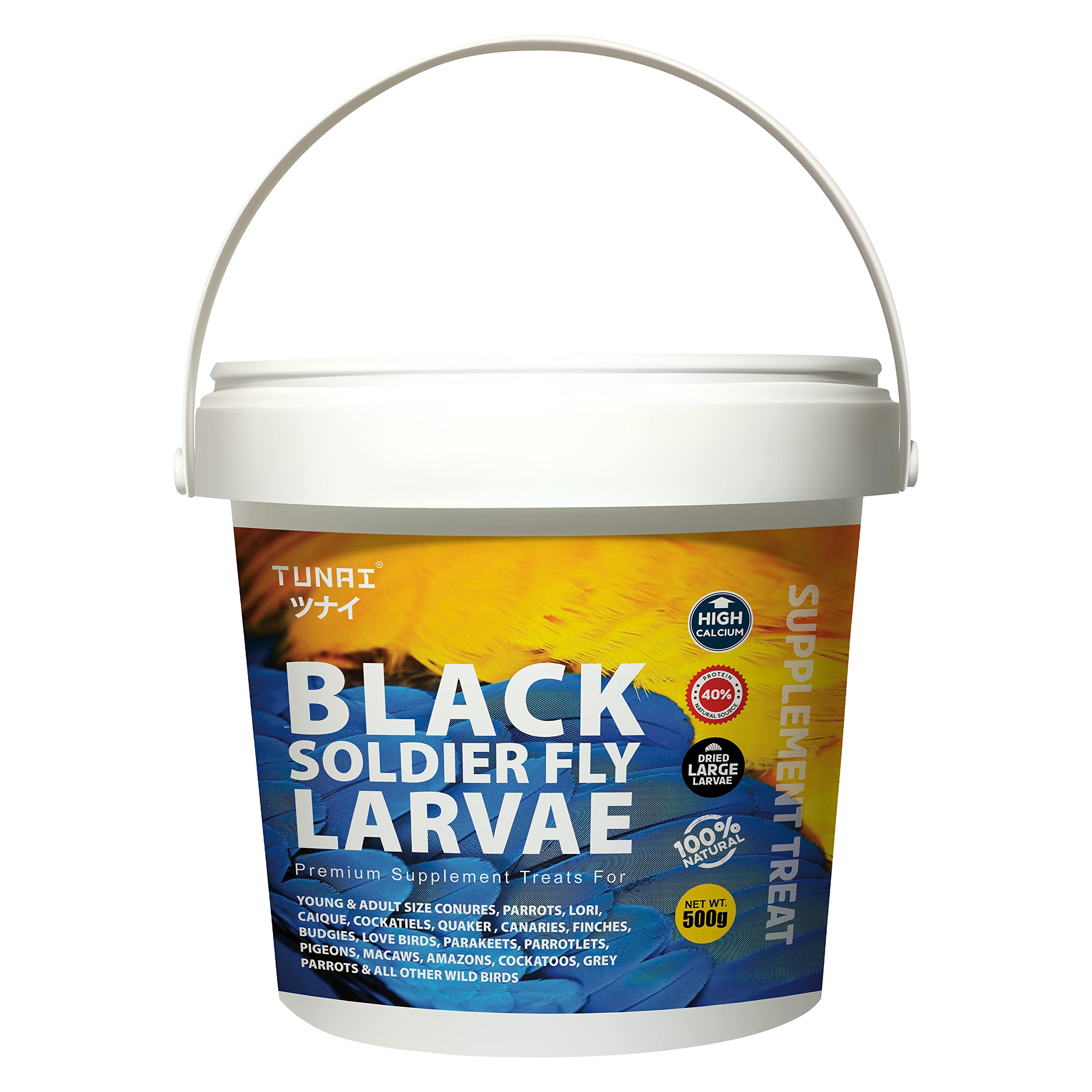 Tunai Black Soldier Fly Larvae Poultry Food | 500g | 60X Calcium, 40% Protein, Natural Supplement Treat for Poultry Feed, Hen, Duck, Turkey, Goose, Chicken, Cock