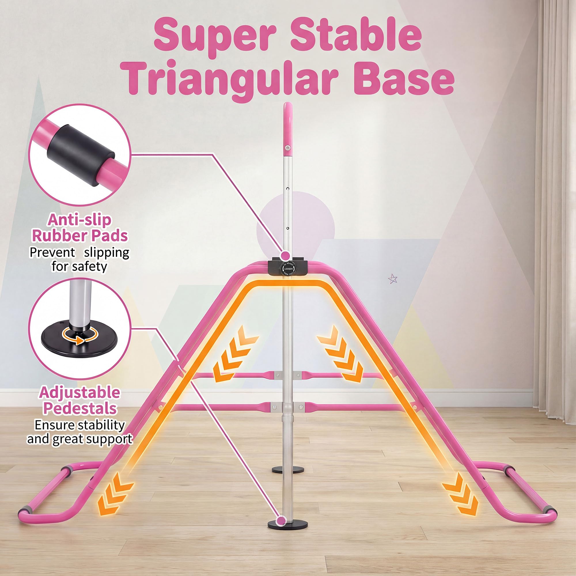 KOMFOTTEU Barra da ginnastica pieghevole per bambini, barra orizzontale con altezza regolabile in 5 livelli da 90 a 130 cm, carico di 70 kg, attrezzatura portatile per allenamento per interni esterni