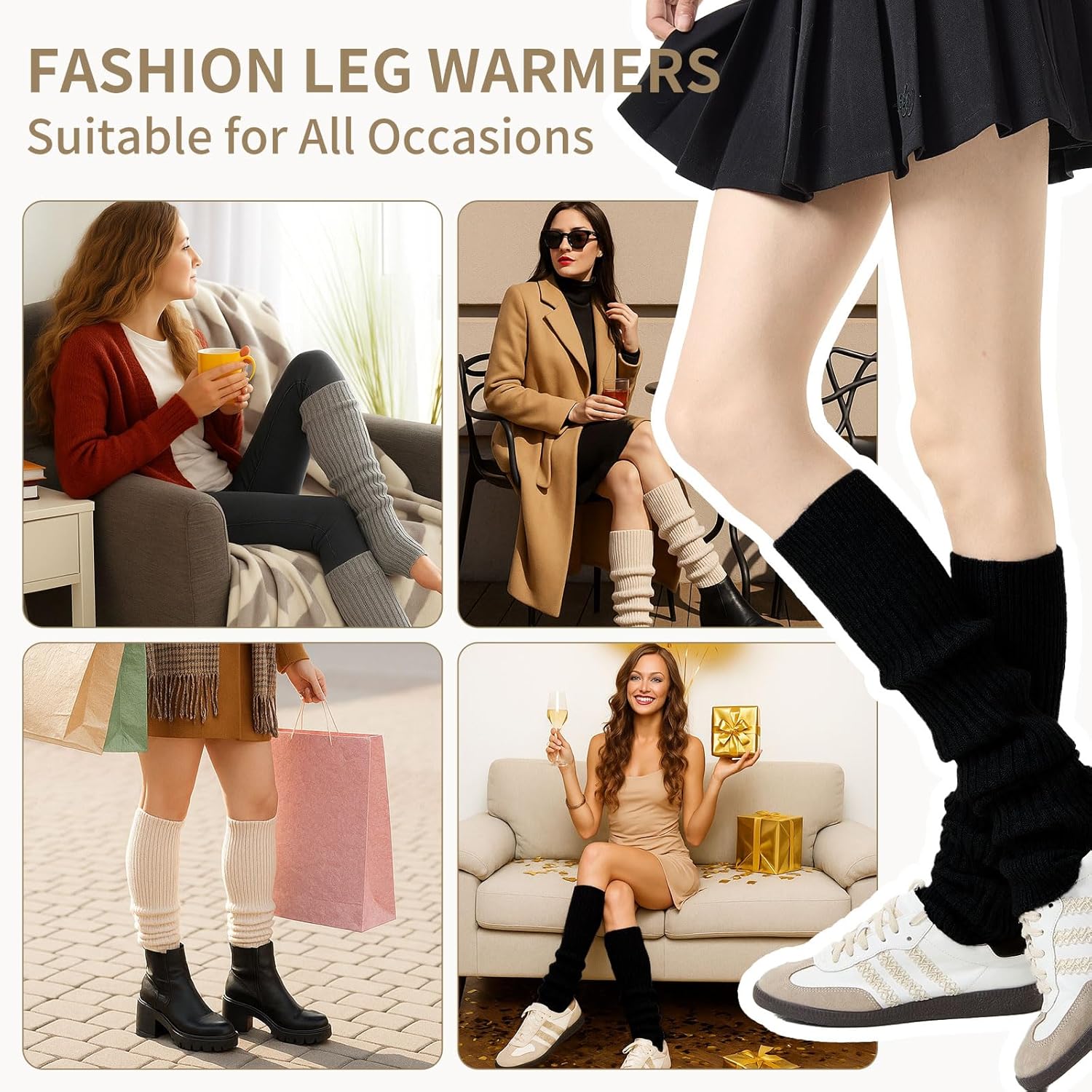 FGZ Long Leg Warmer 80s Party Ribbed Knit Outfits for Women Girls Fashion Socks Accessories - Image 6