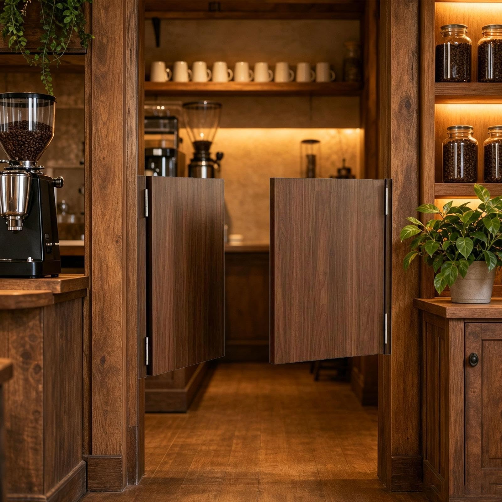 Genérico Puertas de Salón de Madera Maciza, Puertas Batientes de Café Retro