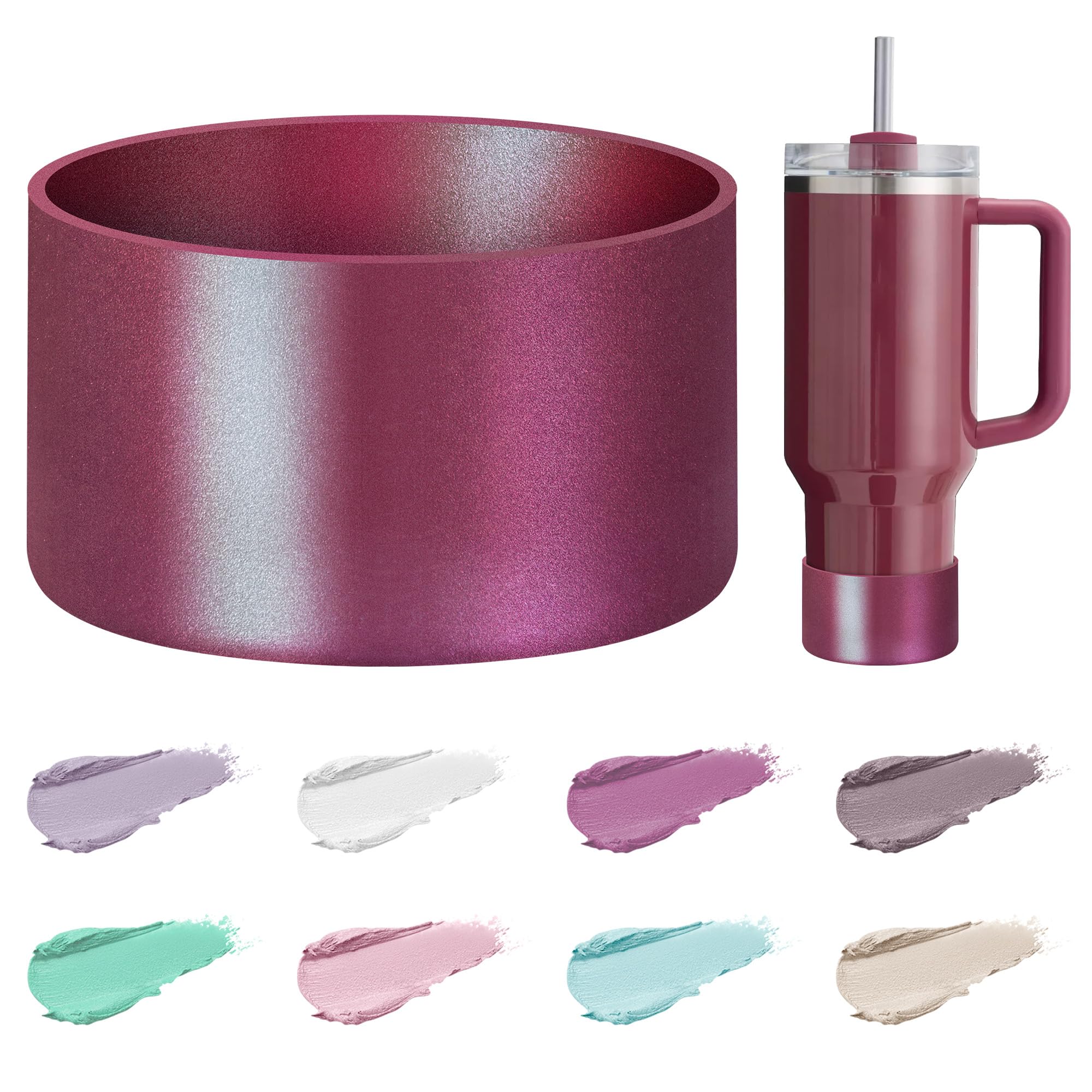 Mokoart Dreamy Gradient Silicone Boot Compatible with Stanley 40oz 30oz 20oz Tumbler and 12-24oz Water Bottles, Metallic Shimmer Boot Sleeve Bottom