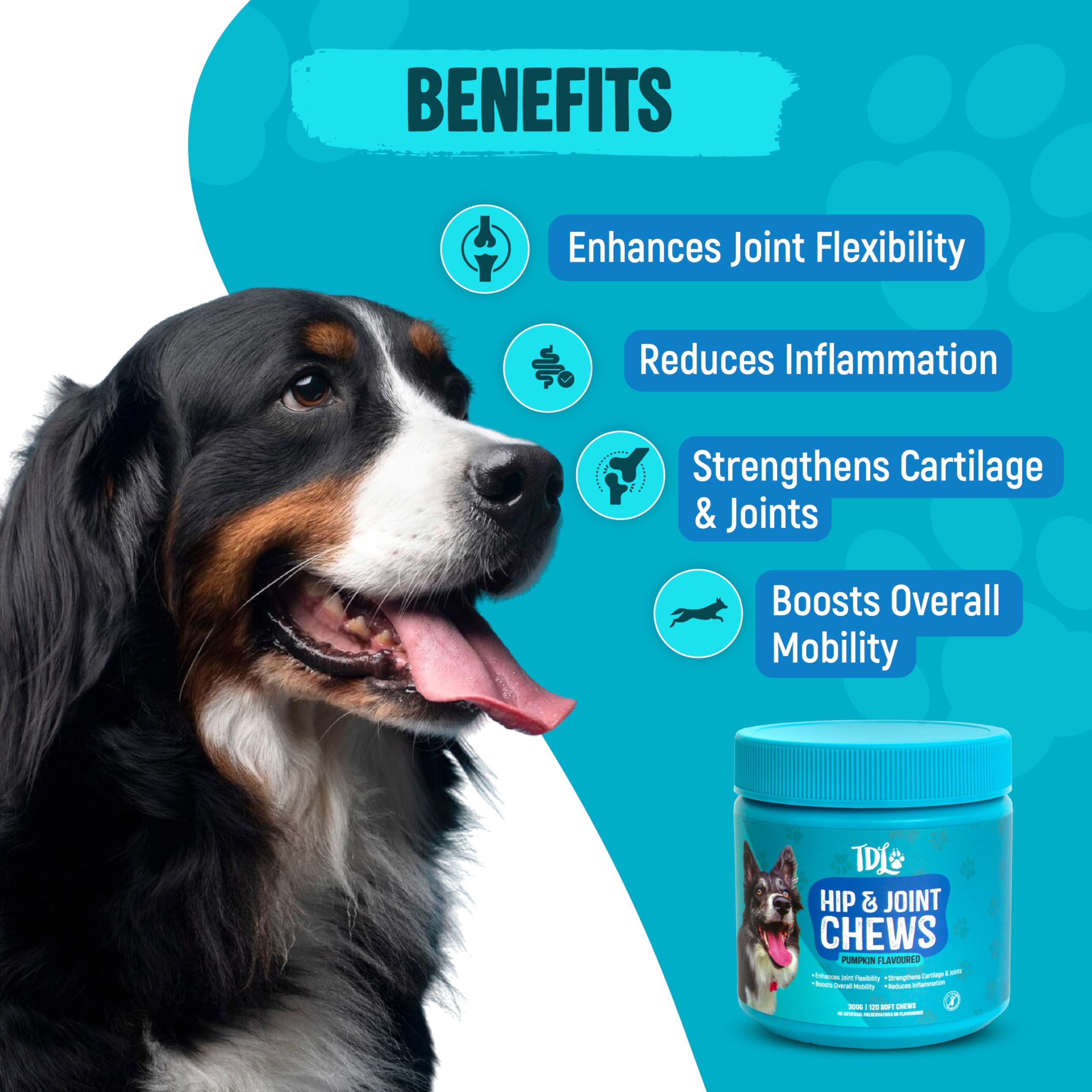 Hip & Joint Care for Dogs, 120 Pumpkin Flavour Soft Chews - Image 3