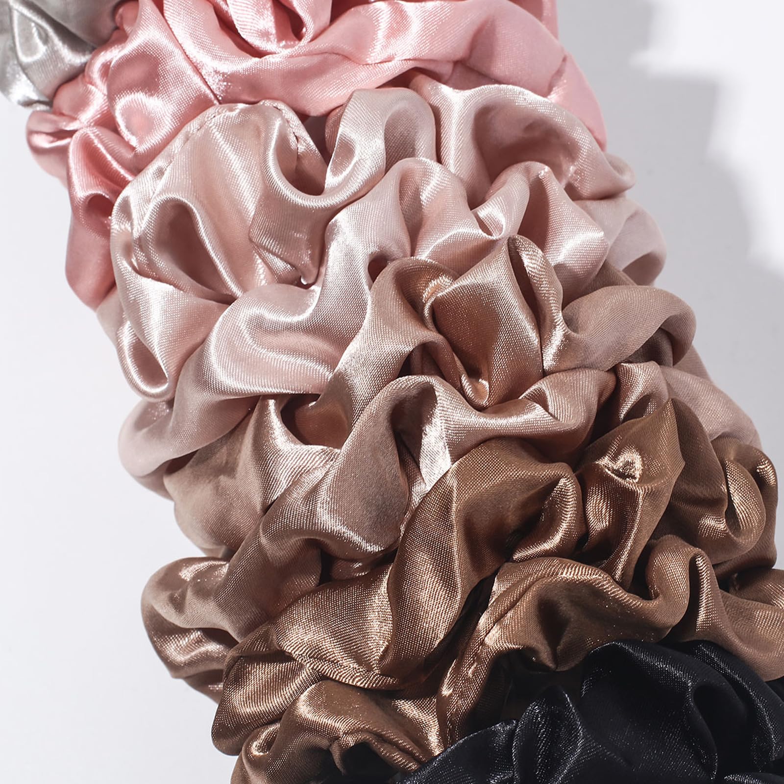 Qiwenr 12Pcs Silk Hair Scrunchies for Women 6 Colour Soft and Silky Hair Accessories for Ladies Lengthening Satin Scrunchies for Hair for Thick Thin Curly Hair (Pink - Image 3