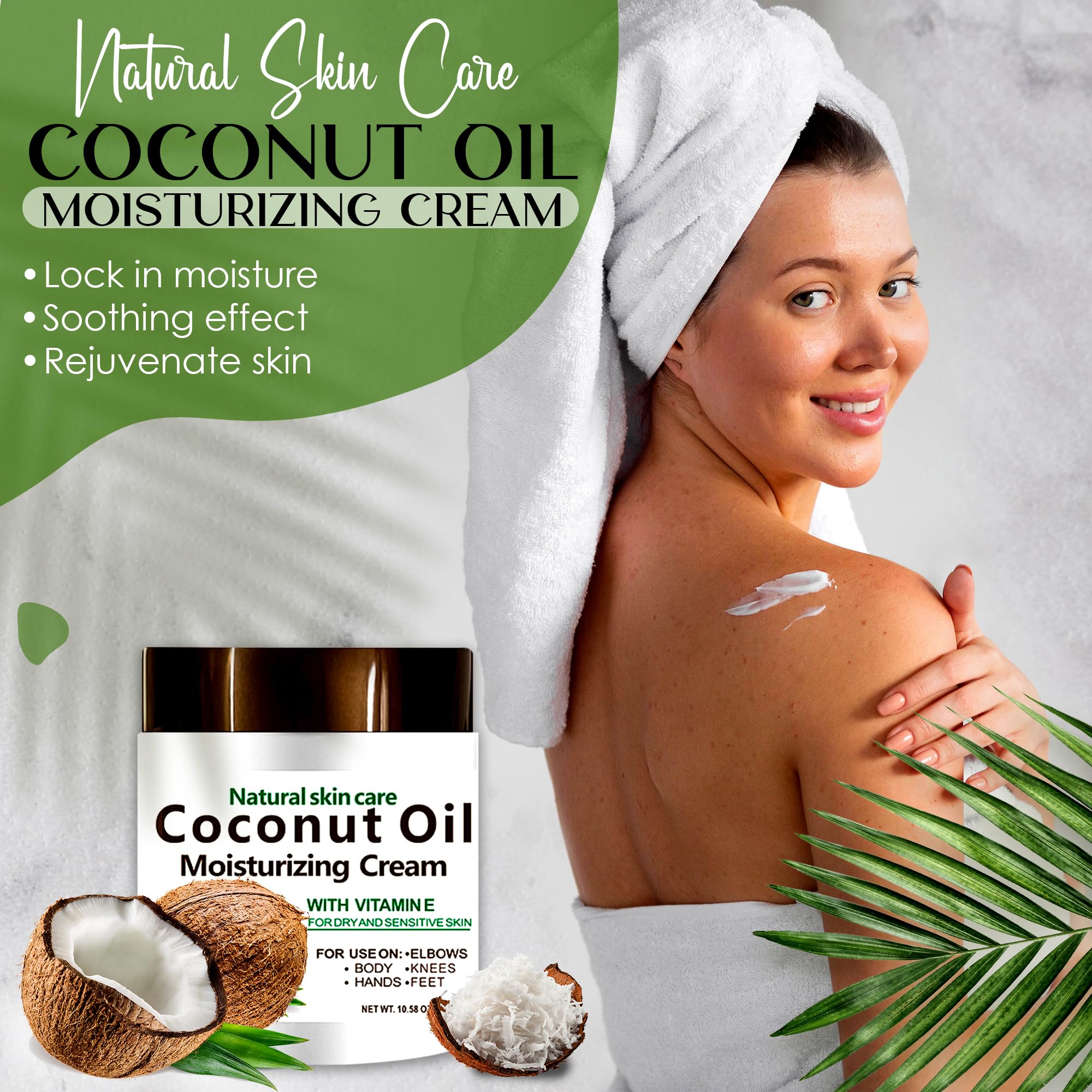Crema de aceite de coco, 280 ml, crema hidratante de spa, aceite de coco para cara, manos y cabello, hidratación intensa para piel seca