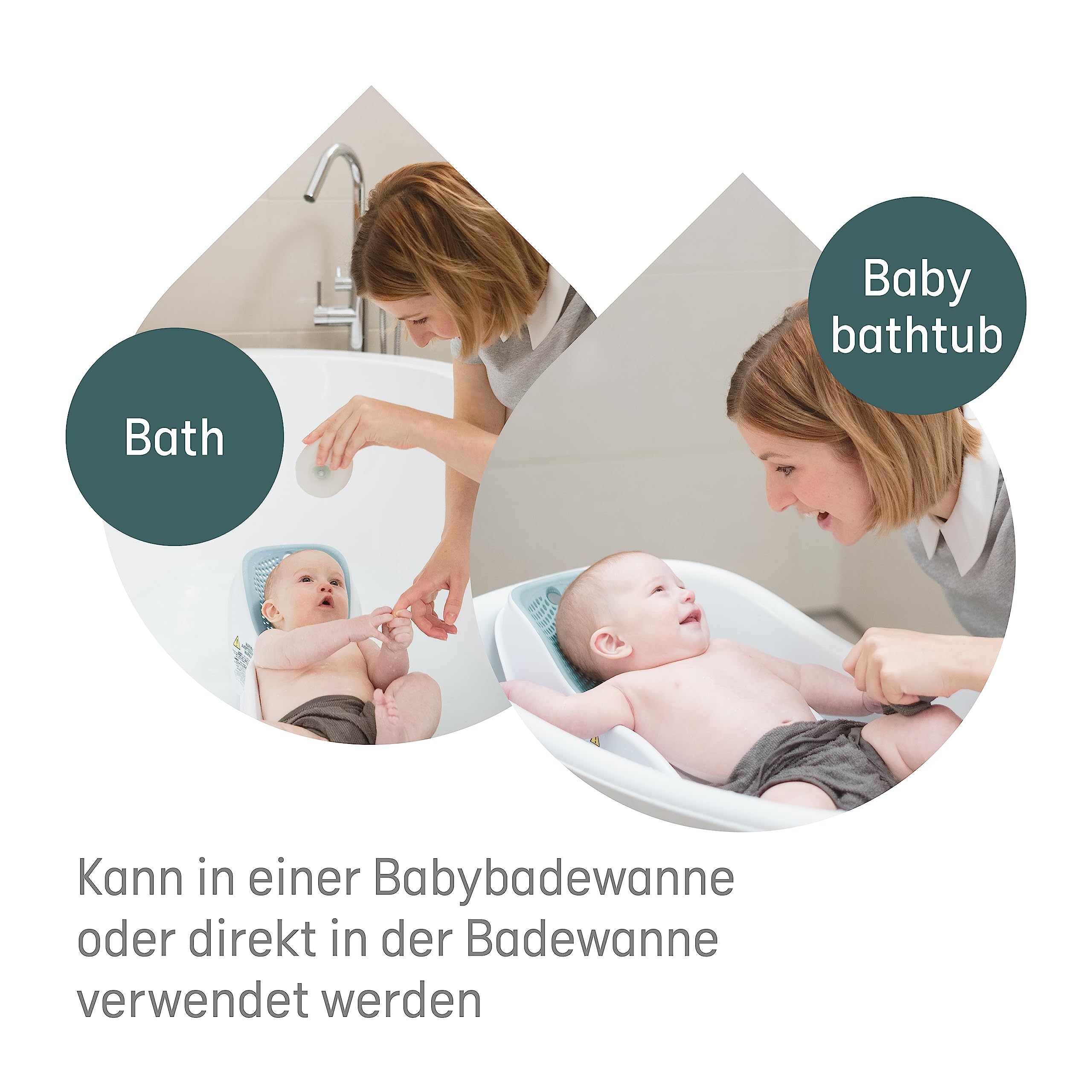 Angelcare Asiento de baño ergonómico para la bañera de bebé Light Aqua, superficie agradable y suave, se puede colgar
