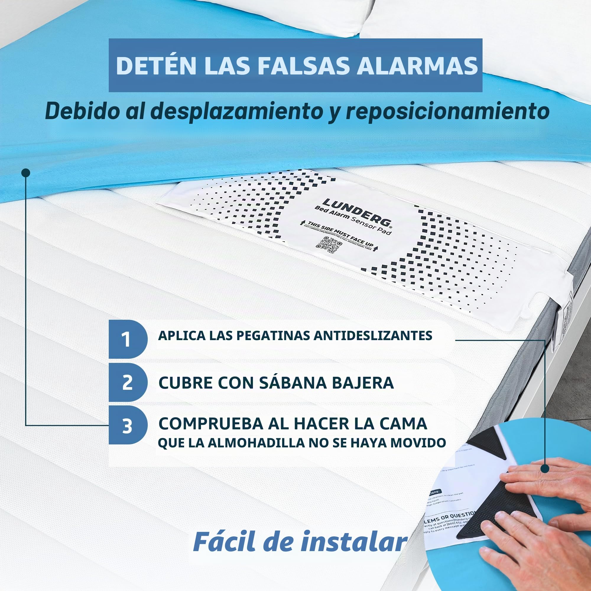 Lunderg Alarma de cama para adultos mayores, almohadilla de sensor inalámbrica (10 x 30 pulgadas), buscapersonas y prevención de caídas para ancianos y pacientes con demencia