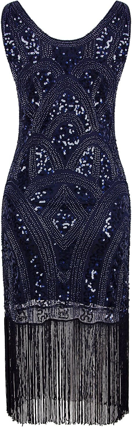 Vijiv 1920s Vintage Inspired Sequin Embellished Fringe Prom Gatsby Flapper Dress - Image 4