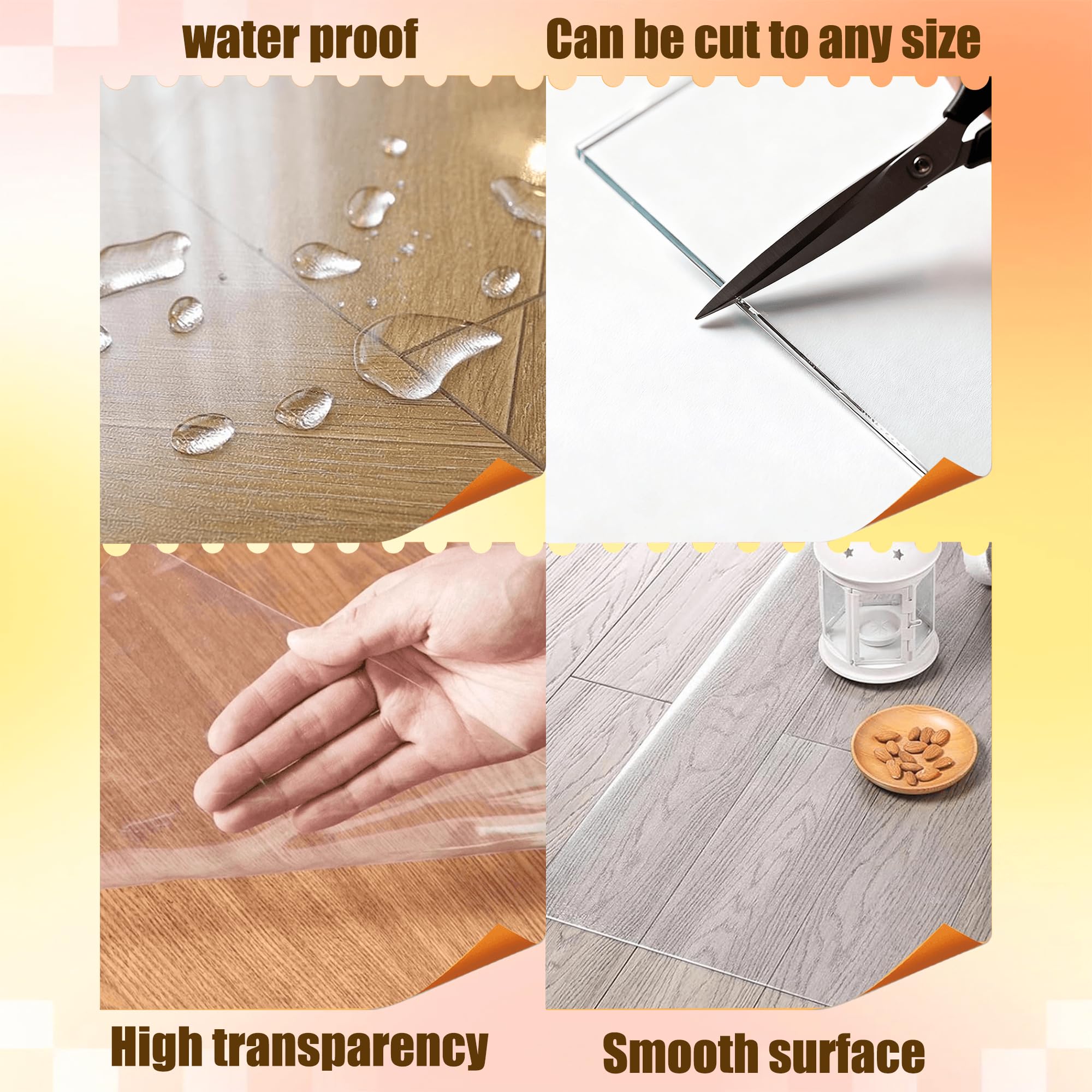 Tappetino Trasparente 100 x 100 cm Ufficio Antiscivolo Tappeto Salva Parquet Trasparente Diverse Dimensioni per Sedie, Computer, Tavolo, Colore trasparente