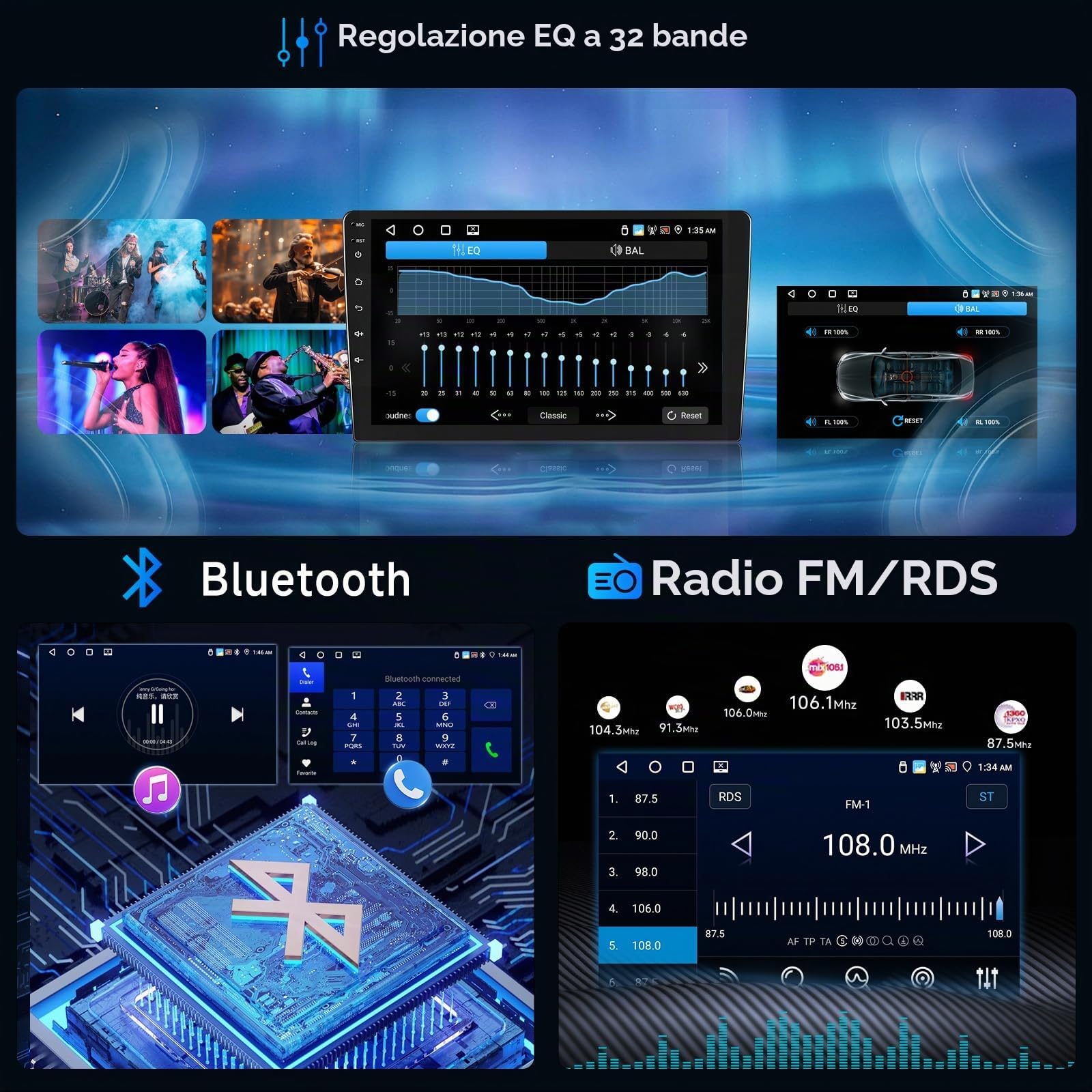 4GB+64GB Android Autoradio per Toyota Corolla Verso AR10 2004-2009 Carplay Android Auto Wireless, Hodozzy 9 Pollici Touch Screen Stereo 2 Din GPS Navigatore, Bluetooth, WiFi, DSP FM/RDS +Retrocamera