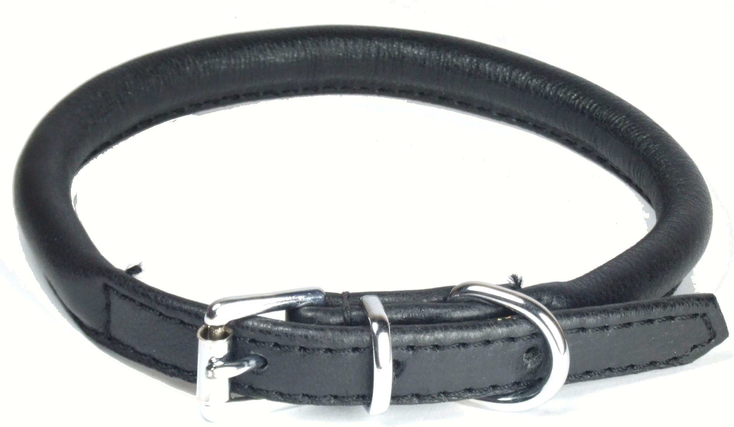Best Rolled SOFT Leather Dog Collar Black sizes Small 14"(35cm) will