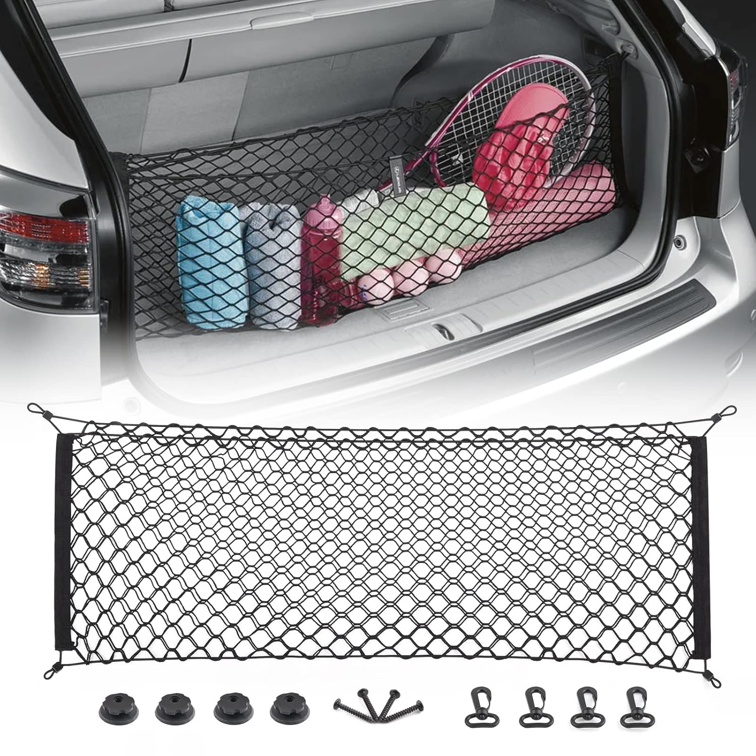 MICTUNING 2Layer Heavy Duty Cargo Net, Universal Truck Bed Net with