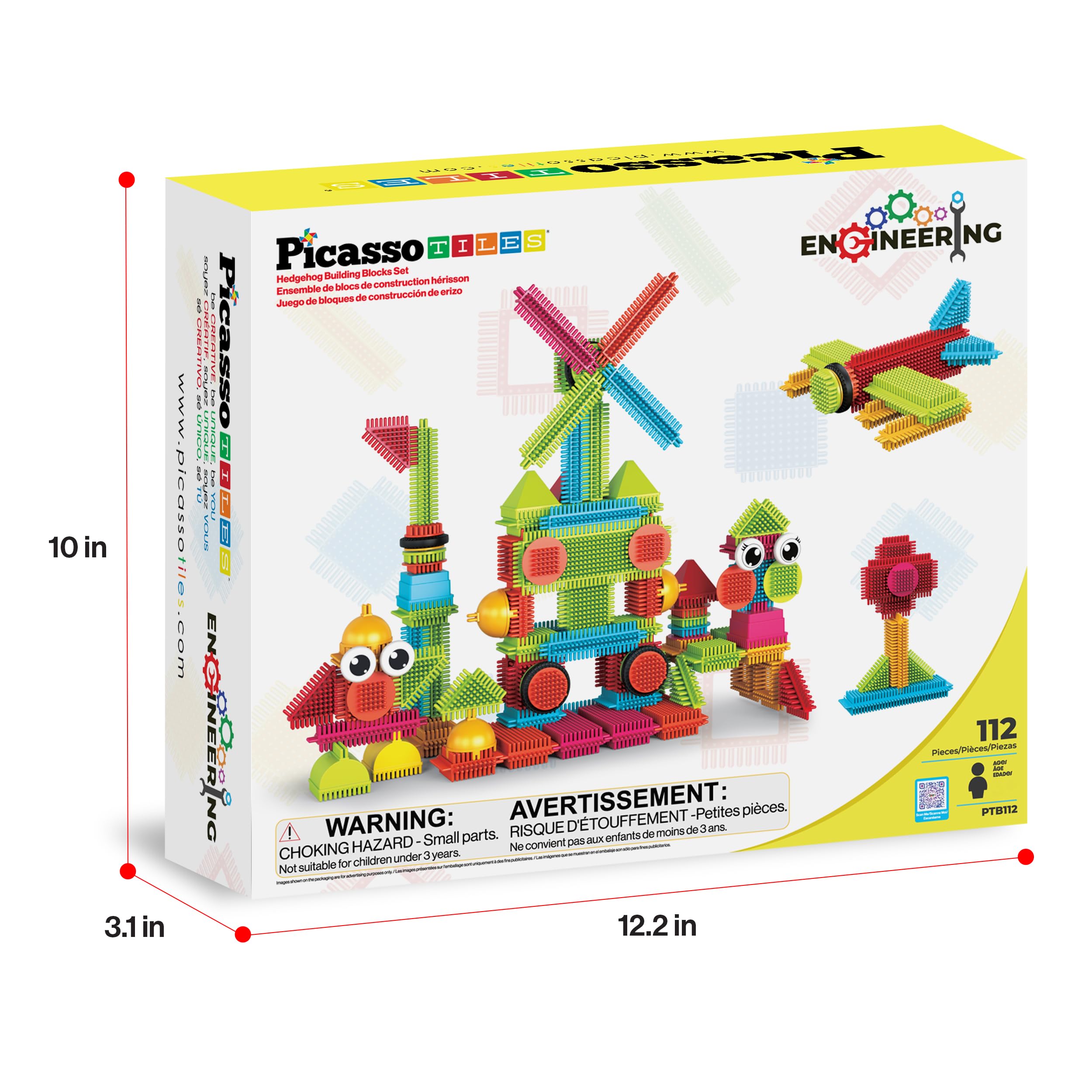 Picasso Toys PTB112 Blocs de Construction STEM en Forme de hérisson - Jouet d'apprentissage empilable - Créativité au-delà de l'imagination, inspirant, récréatif, éducatif