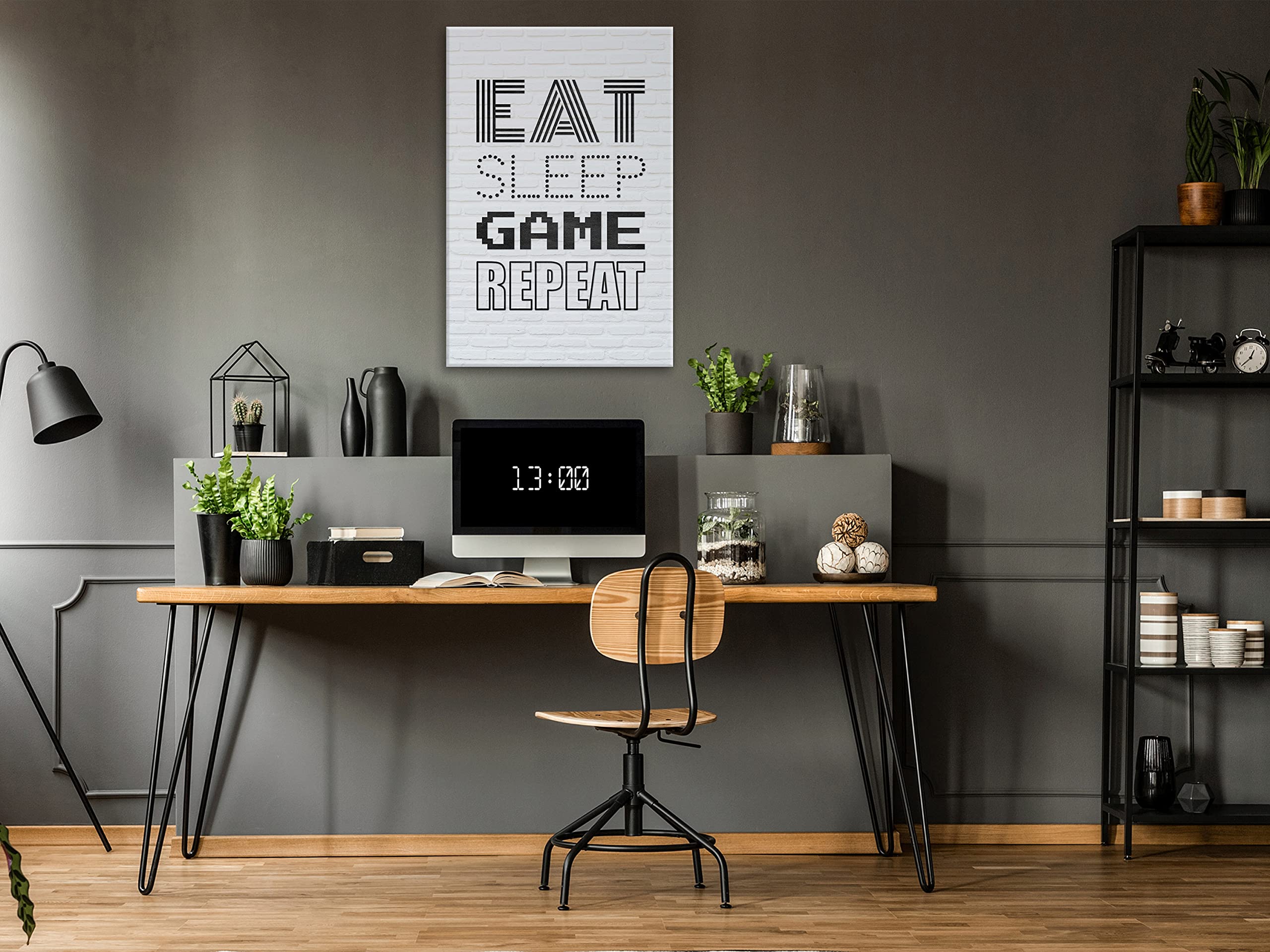 artgeist Acoustic Canvas Wall Art Print for Gamers 24x35 in - 1pcs Picture with Acoustic Foam Sound Print Artwork Room Acoustics Soundproofing - Console Game Inscription m-A-1097-b-a