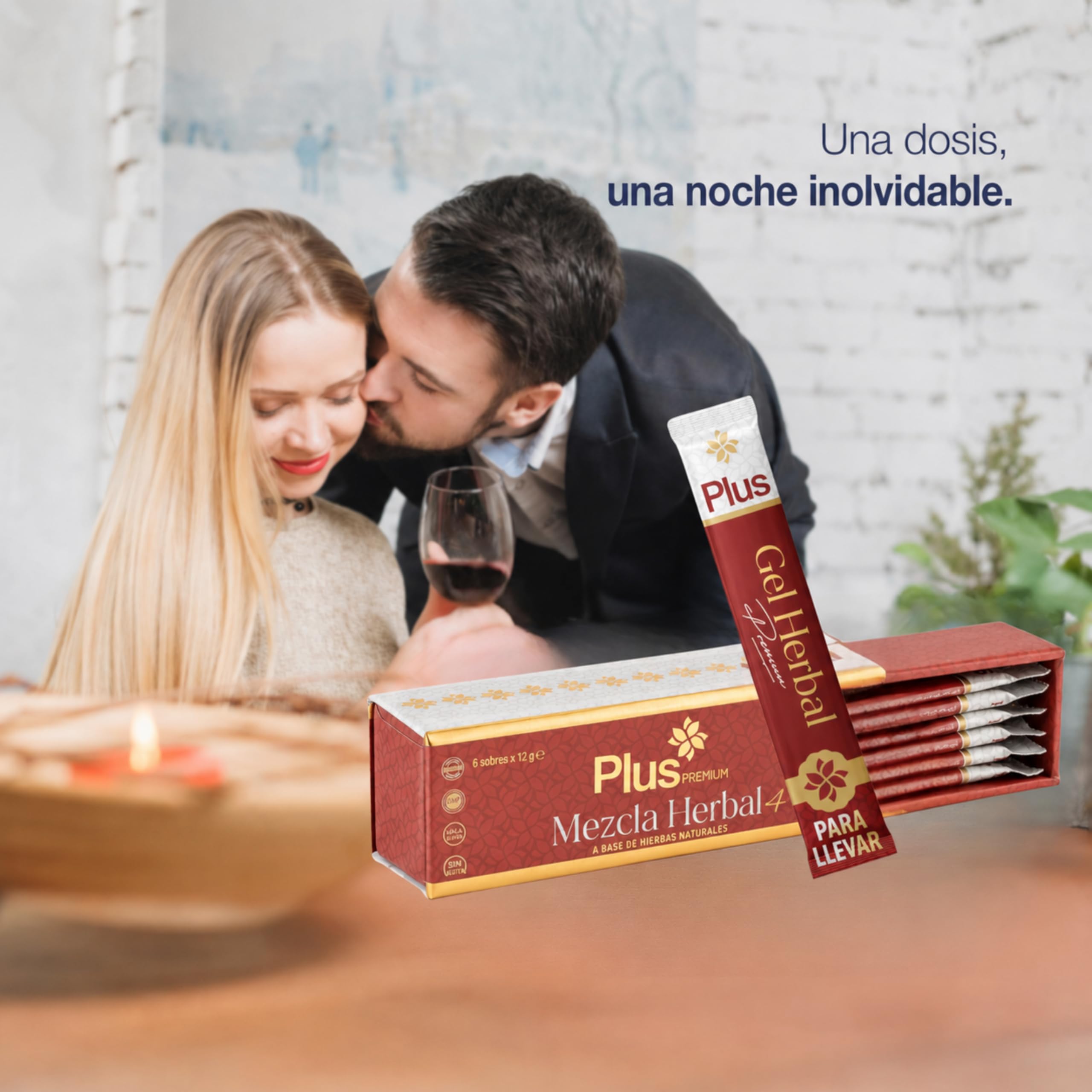 Plus Premium Miel, Efecto Inmediato, 6x12g Stick Miel Gel, Extra Fuerte para Hombres Activos