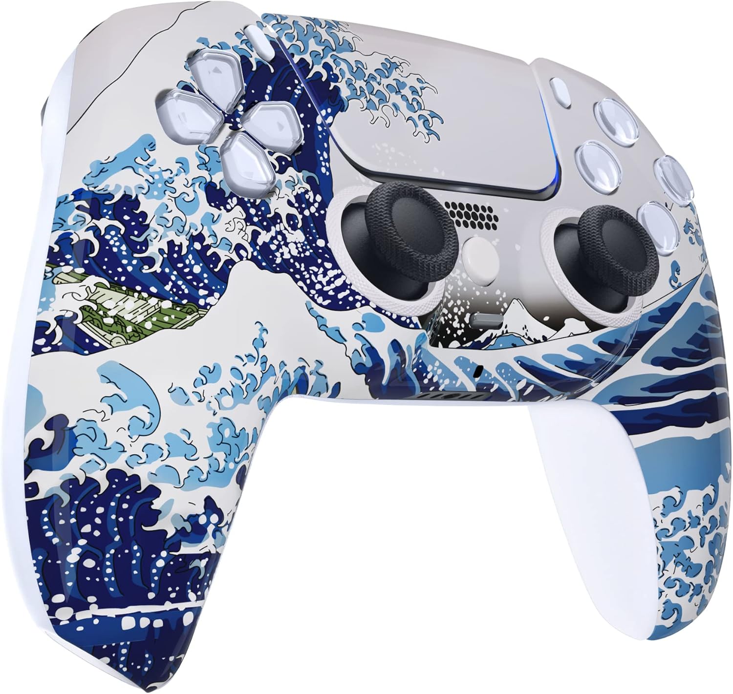 eXtremeRate Luna Redesigned The Great Wave Front Shell Touchpad Compatible with ps5 Controller BDM-010 020 BDM-030 040 050, Replacement Faceplate Custom Touch Pad Cover Compatible with ps5 Controller - Image 7