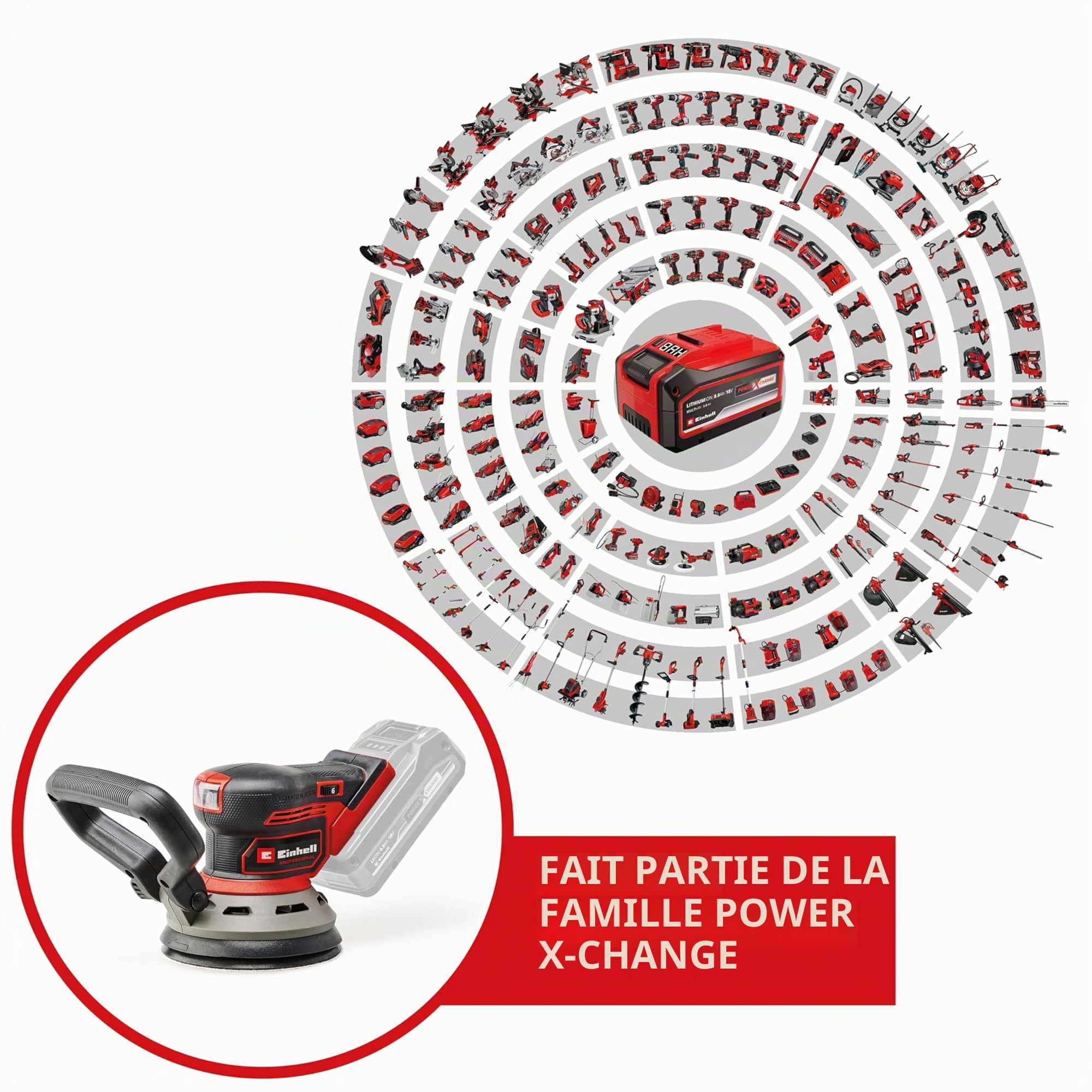 Einhell Professional Ponceuse excentrique sans fil TP-RS 18/32 Li BL-Solo Power X-Change (18 V, moteur Brushless, semelle 125 mm, papier abrasif inclus) Livré sans batterie ni chargeur