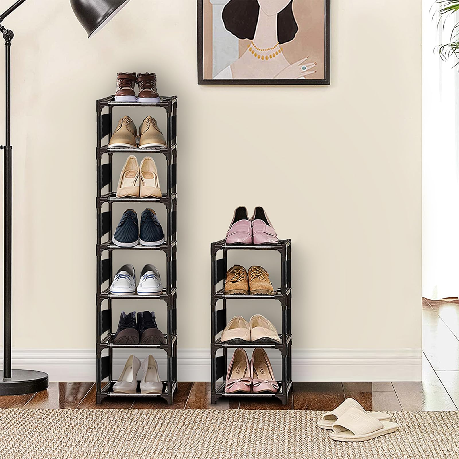 esonstyle Scarpiera a 10 Ripiani, Scaffale Portascarpe in Stretta Metallo per 10 Paia di Scarpe, Scarpiera Verticale, Organizzatore per Scarpe Alta per Ingresso, Soggiorno e Corridoio