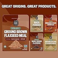Vista 7 de FGO Harina de linaza marrón molida orgánica, polvo a granel de 2 libras 32 onzas en bolsa resellable, molida en frío para hornear y batidos