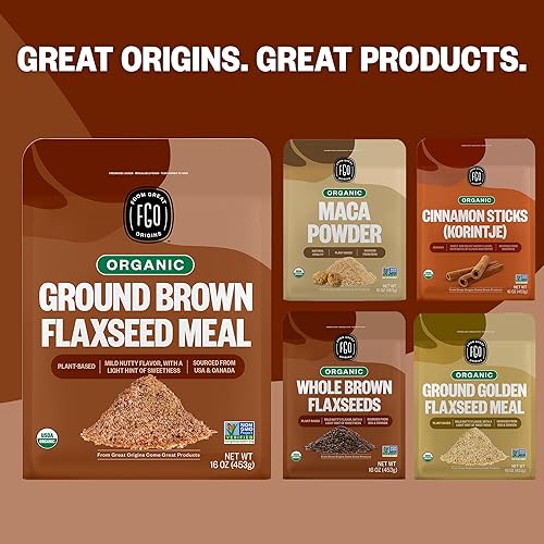 Miniatura 7 de FGO Harina de linaza marrón molida orgánica, polvo a granel de 2 libras  32 onzas en bolsa resellable, molida en frío para hornear y batidos,