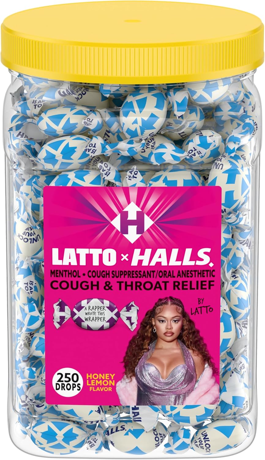 Halls Relief Honey Lemon - Gotas para la tos de limón, edición limitada de latto, 250 gotas