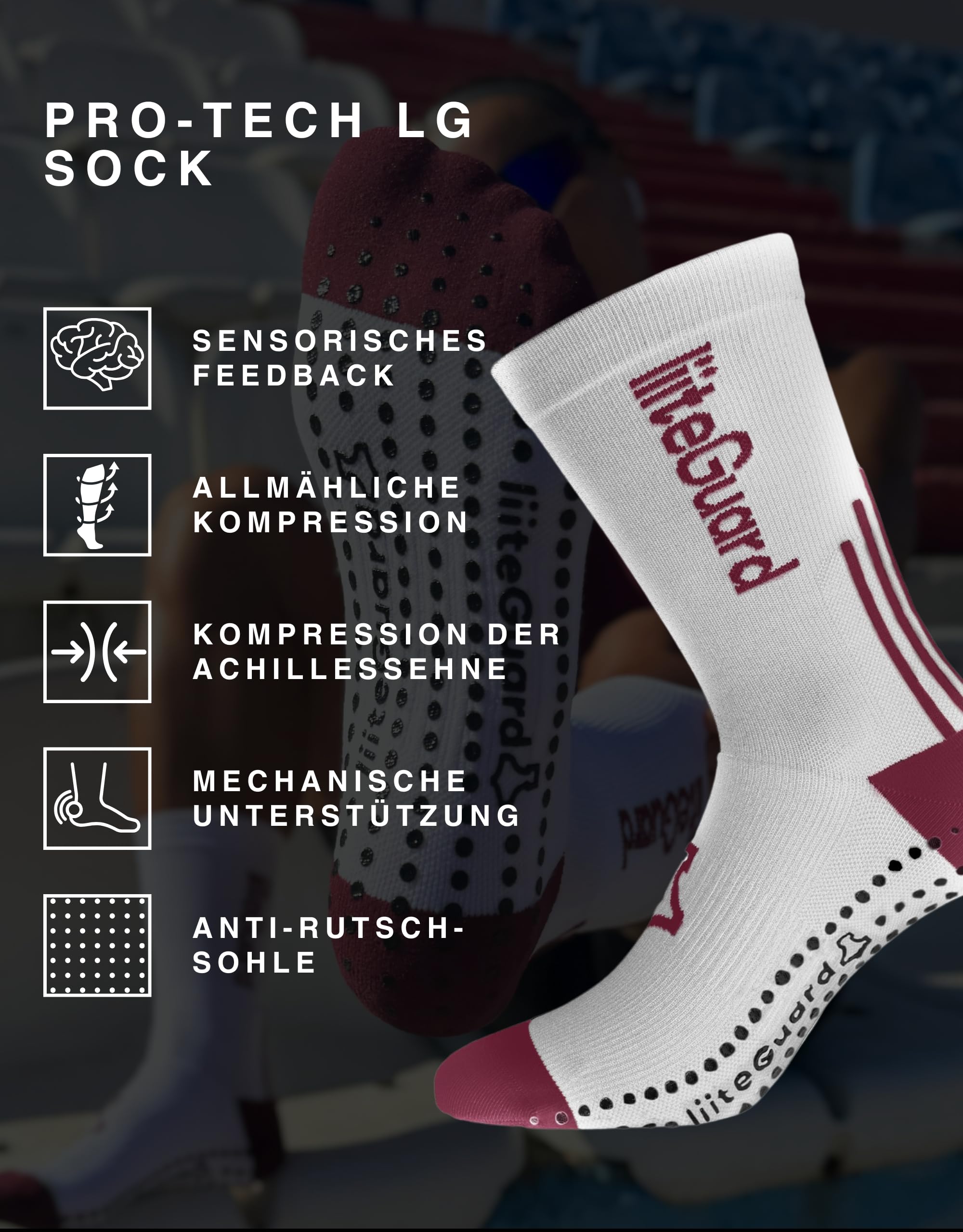 liiteGuard PRO-TECH LG Running Chaussettes de compression pour homme et femme | Chaussettes de compression pour le sport, la course à pied, le football, anti-ampoules | Chaussettes de course d'hiver |