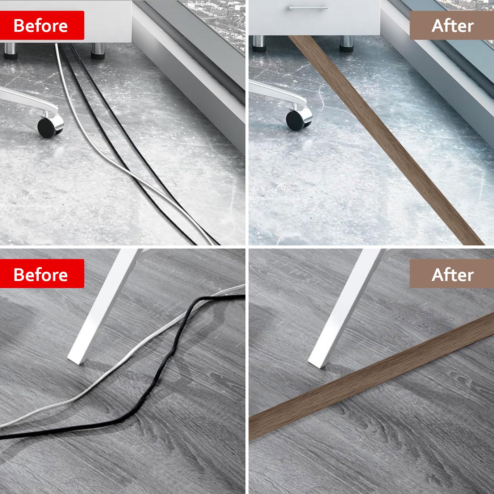 Piccolo canale flessibile per cavi, autoadesivo, 5 m x 2 cm, protezione flessibile per cavi, facile da tagliare, montaggio per tutti i cavi di alimentazione di casa, ufficio, magazzino (venature del