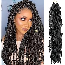 Faux Loc Crochet Hair Butterfly Dreadlock Boho Goddes Synthetic African Braiding Extensions Natural for Black Women(1B,24inch(4Pack))