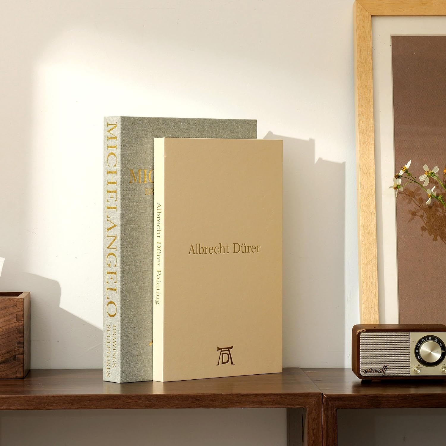 Linen Decorative Books -Set of 2 Minimalist Coffee Table Boxes with Hidden Storage,Fake/Faux Book Boxes for Bookshelf &Mantel Decor | Modern Home Decoration,Photo Storage &Keepsake Box
