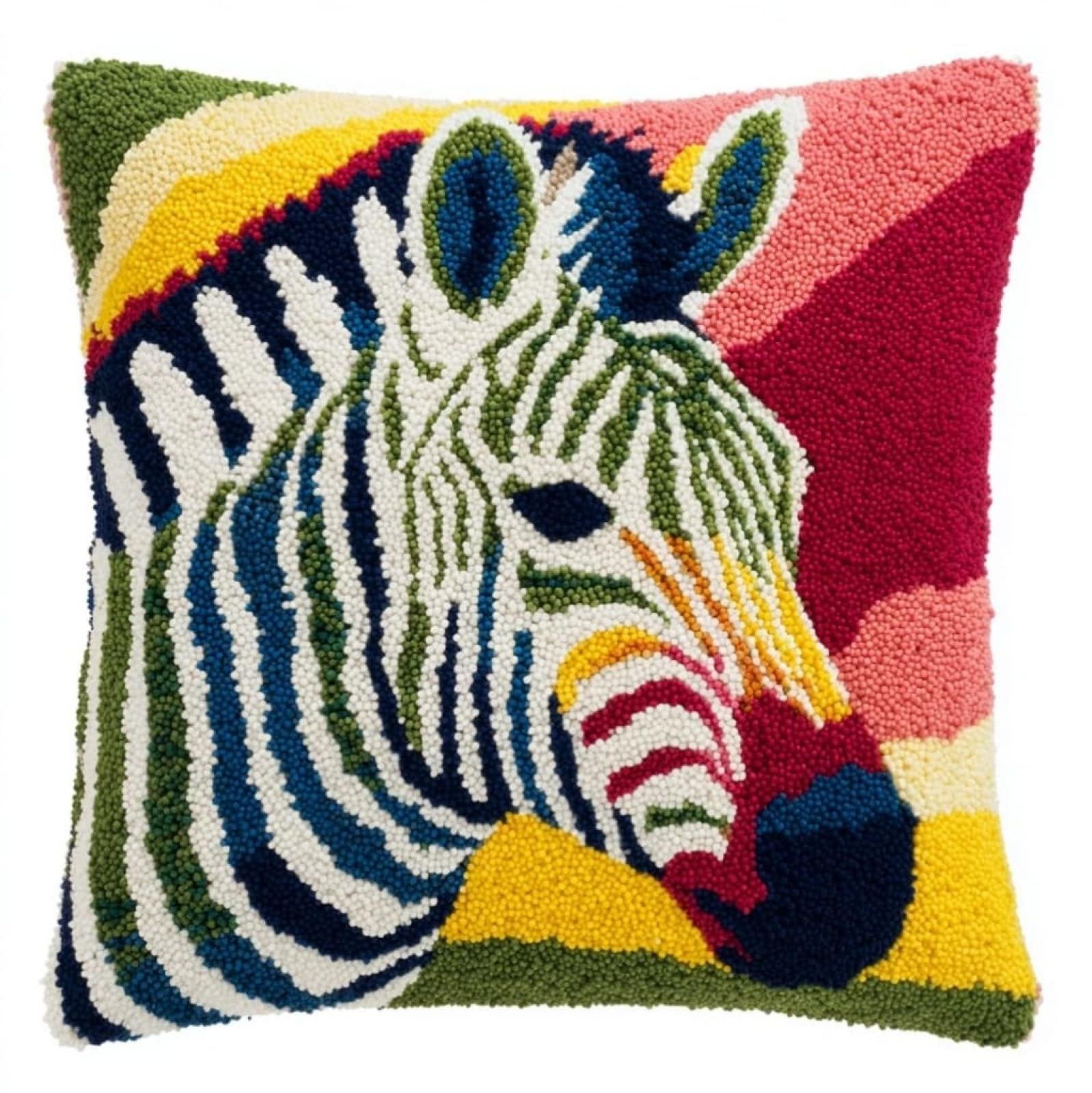 WallustrioaW Latch Hook Cushion Cover Kit 43x43cm,Animal Zebra