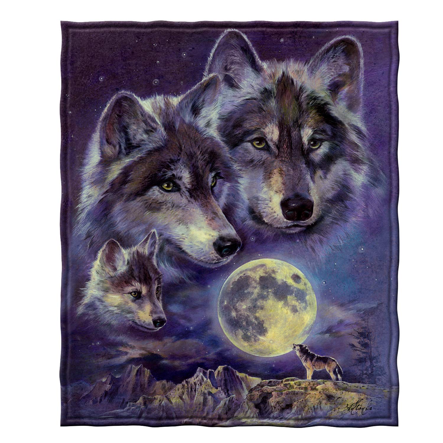 Dawhud Direct Moon Wolf Fleece Blanket 