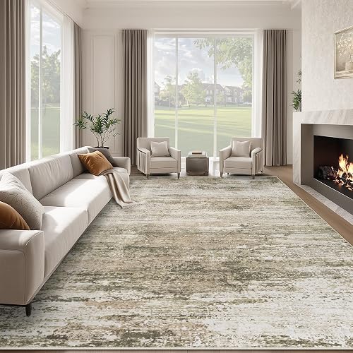 losbulake 8x10 Washable Abstract Rug (Brown)
