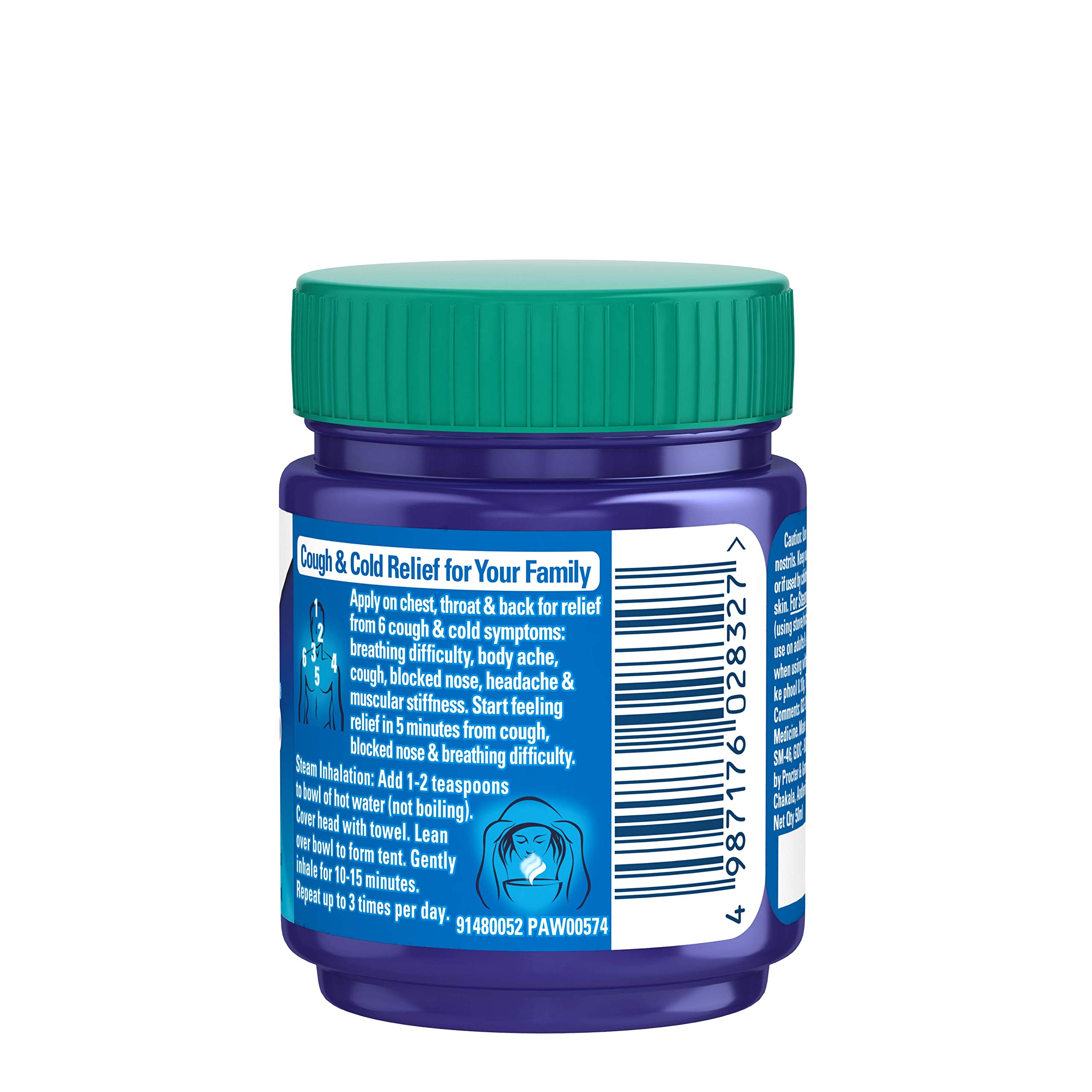Vicks Vaporub 50ml, Relief From Cold, Cough, Blocked Nose, Headache