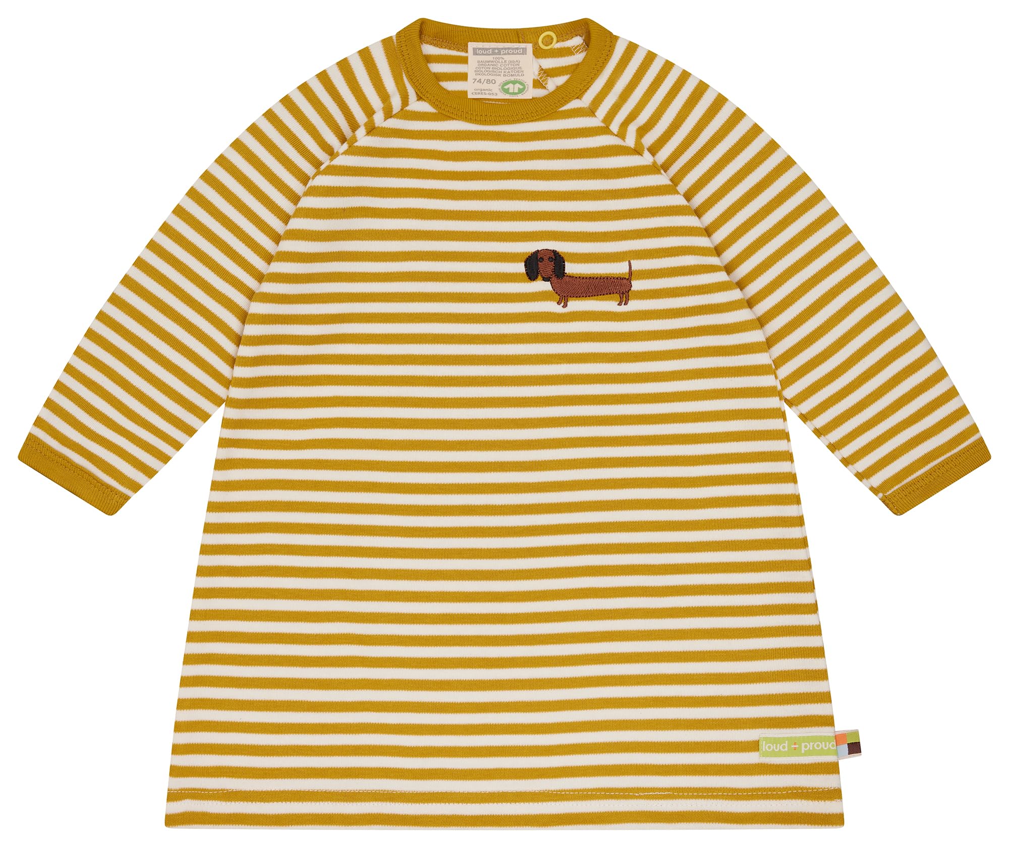 loud + proud Mädchen Interlock Ringel, GOTS Zertifiziert Kinderkleid