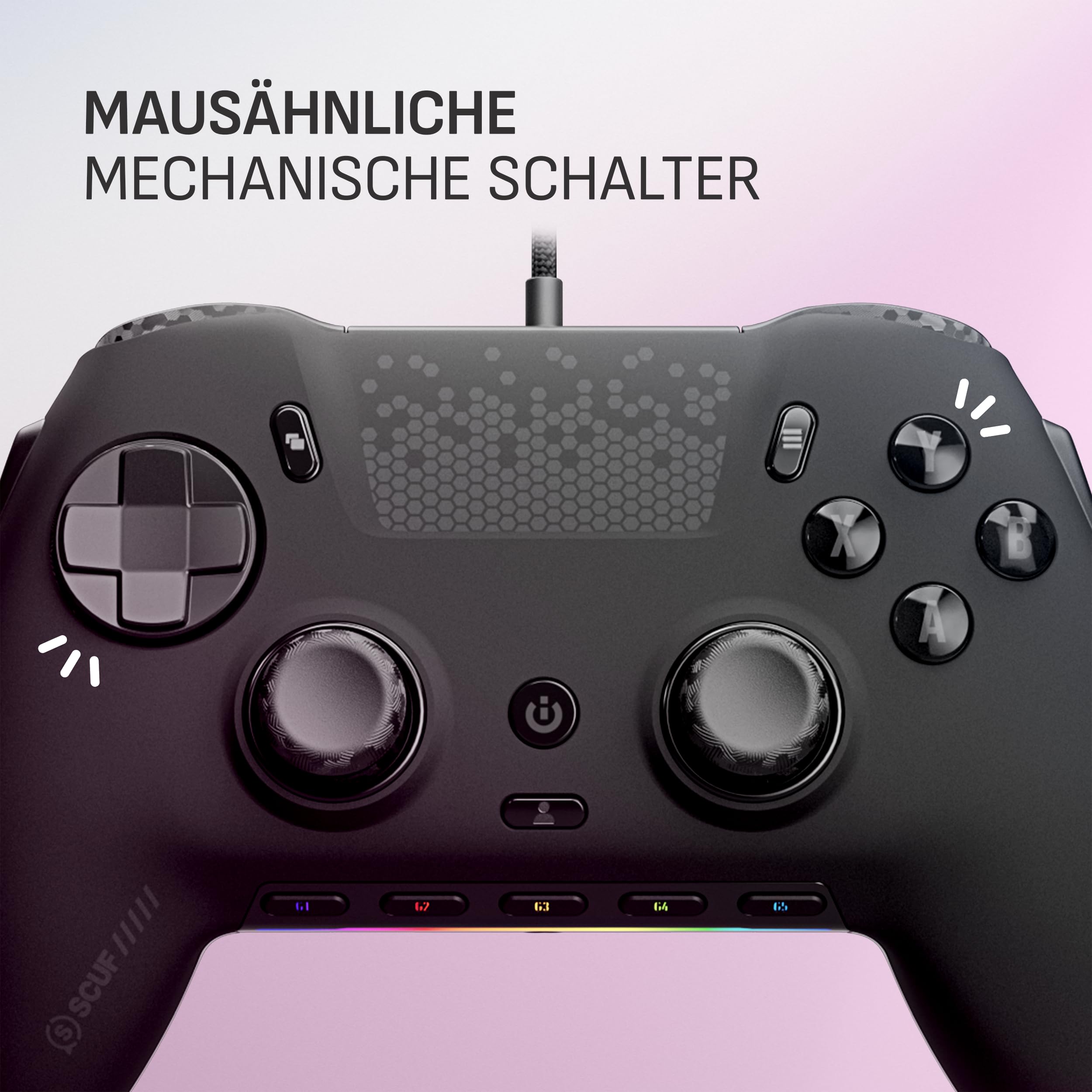 Scuf ENVISION V2 (2025) Kabelgebundener Gaming-Controller für PC – Schwarz | Anti-Drift-Daumenstifte, Fünf Abnehmbare G-Tasten, Abnehmbare Rücken-Paddles