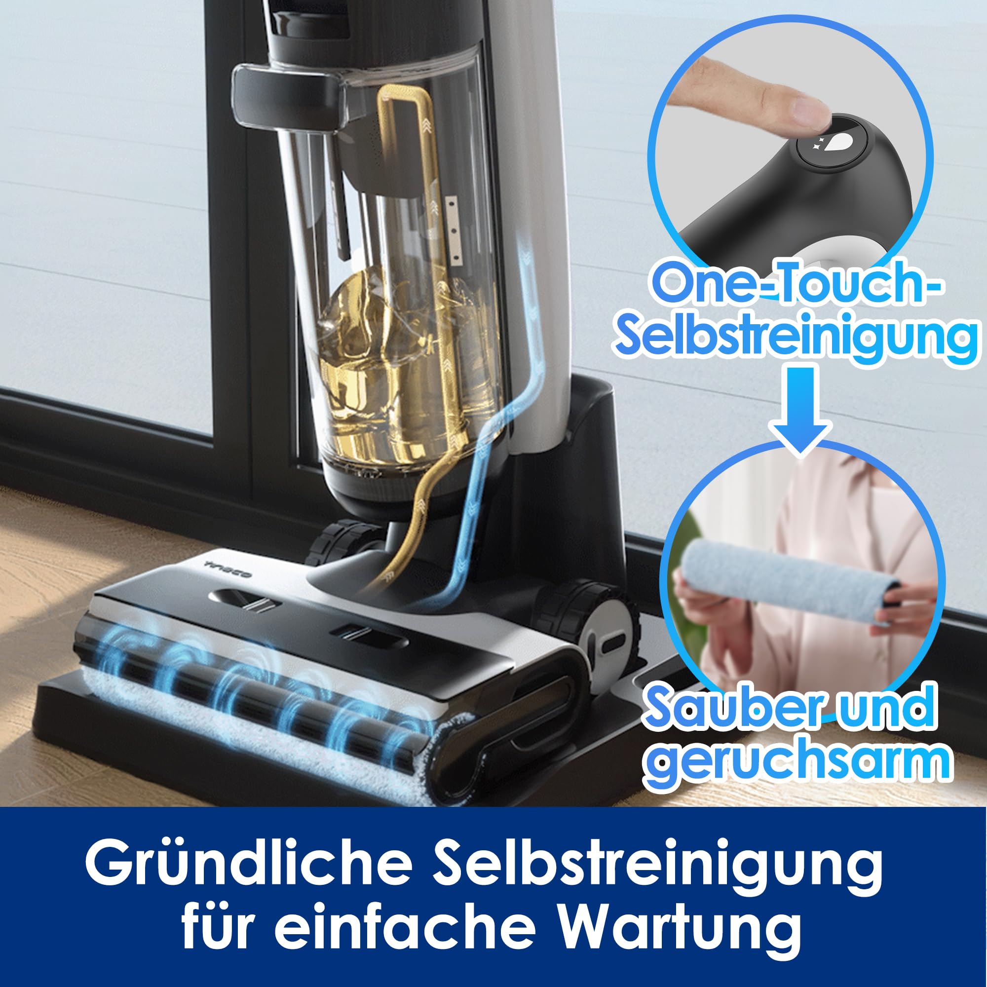 Tineco Floor One S7 Pro Nass Trockensauger Kabellos, Wischsauger 40min, Zentrifugal-Trocken, Doppelseitige Kantenreniung, Smart Erkennung, Dreifache Batterielebensdauer, Selbstreinigend für Tierhaare