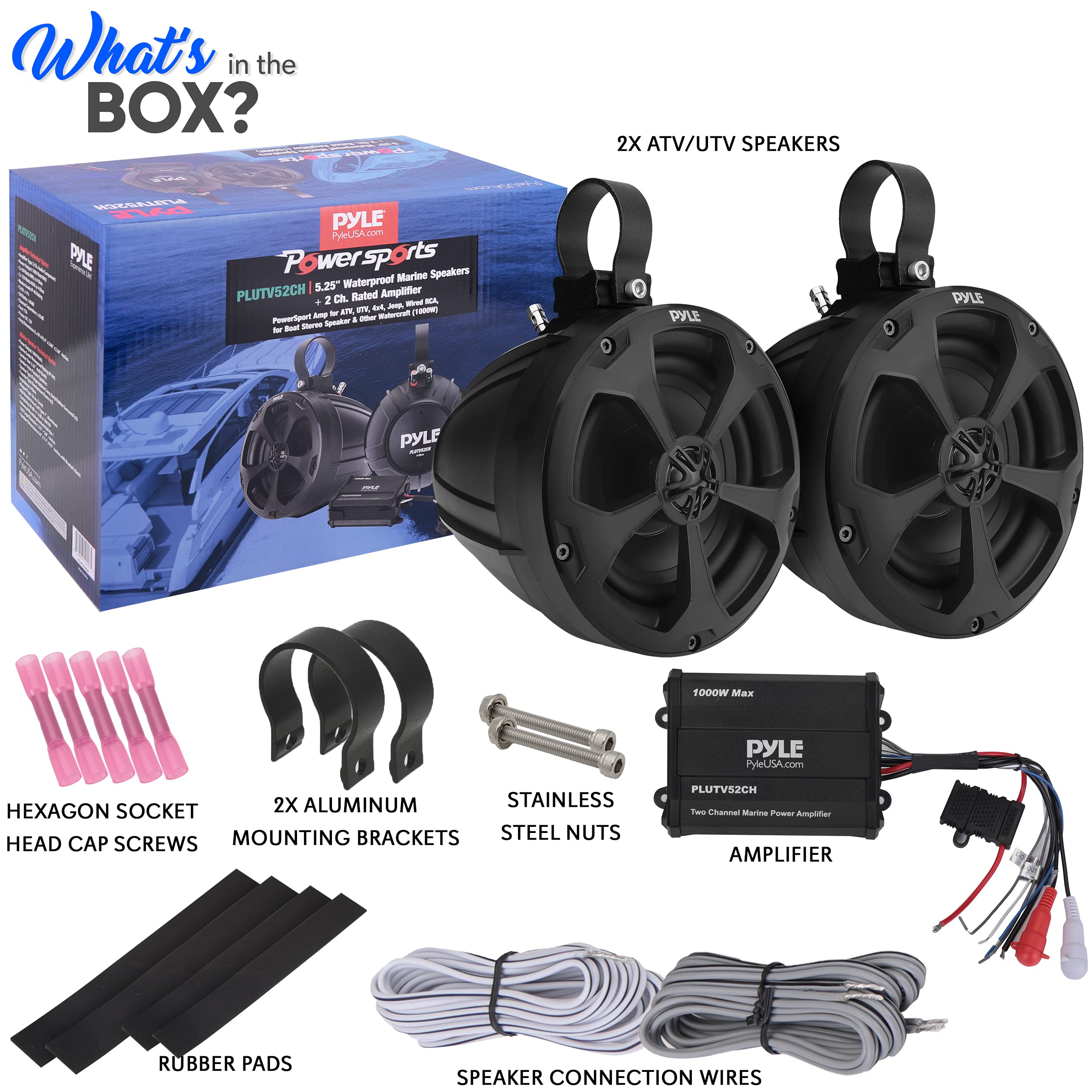 Waterproof OffRoad Speakers with Amplifier 5.25 Inch 1000W 2Channel