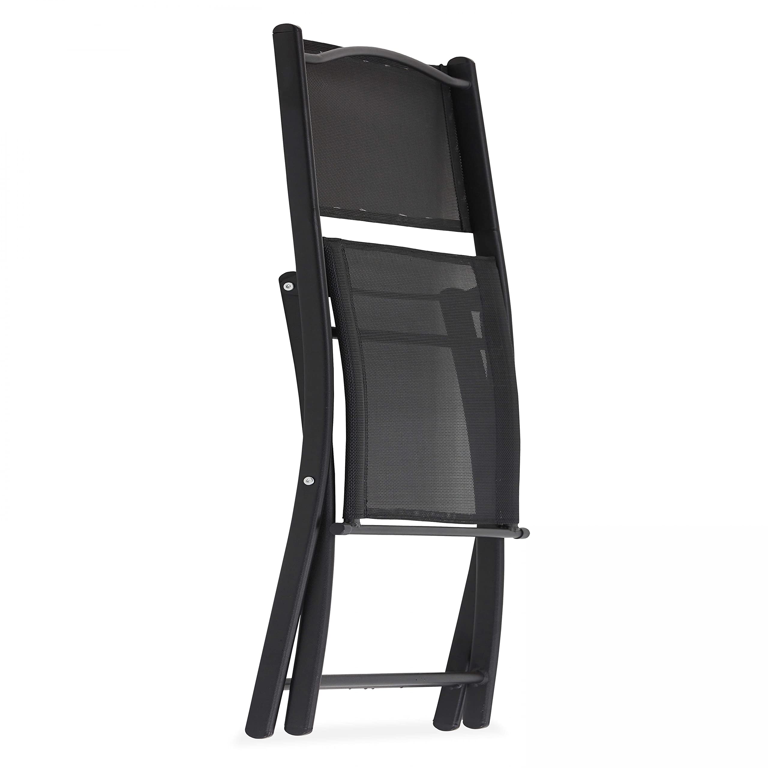 Oviala Table de Jardin et 4 chaises Pliantes en Acier et Verre Noir