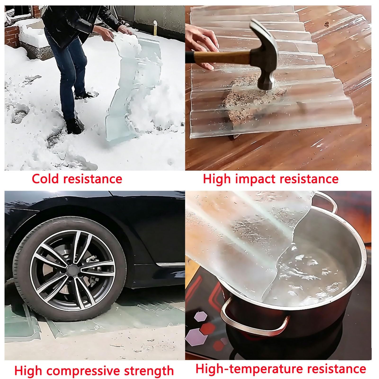 Paneles Policarbonato 1mm Impermeable Aislado Térmicamente Lámina Techo | Paneles Techo Plástico Protección Eficaz para Invernaderos Techos Patios(100x90cm/39.4x35.4in)