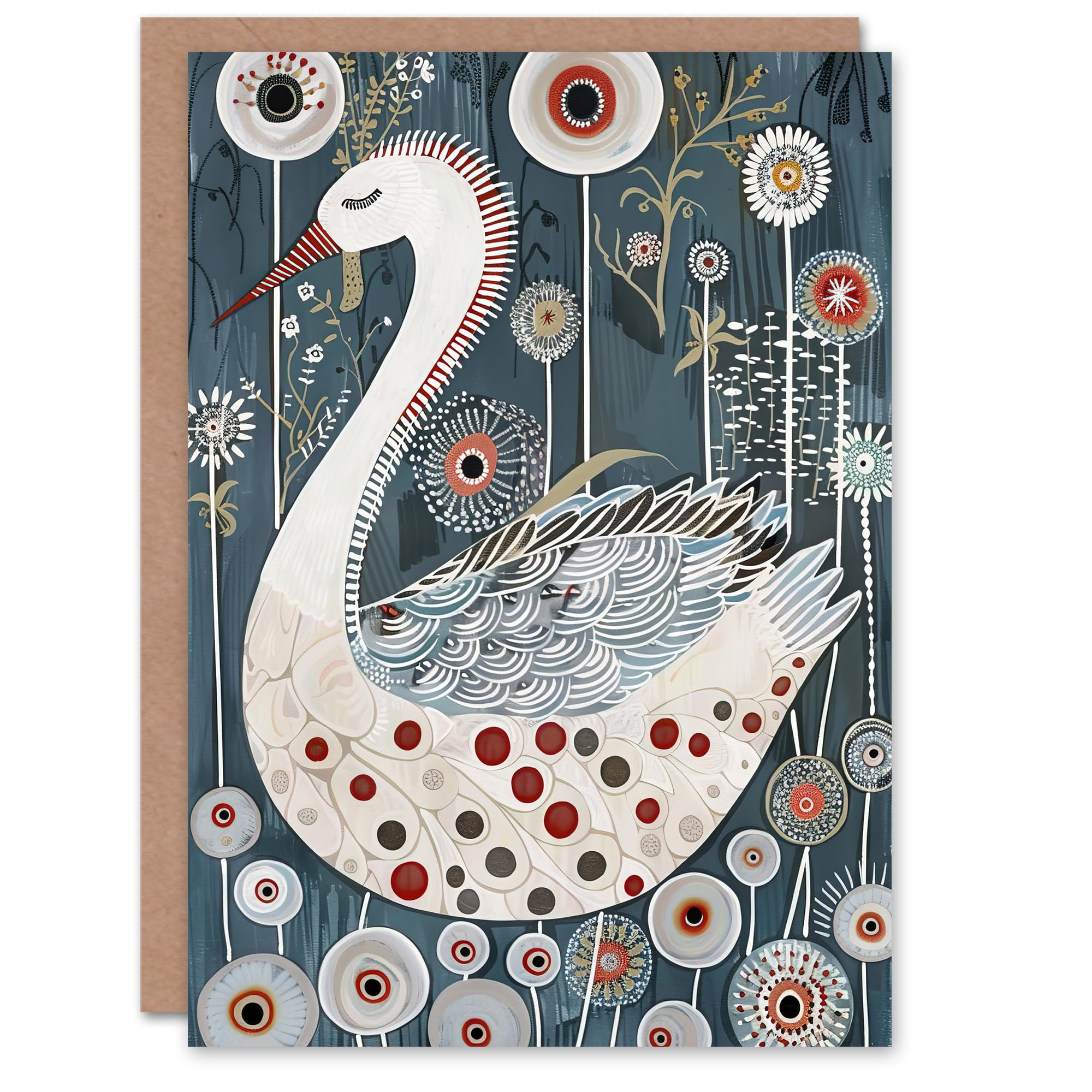 Artery8 Abstract Swan Floral Greeting Card Blue