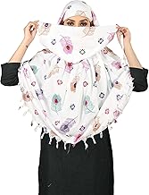Cotton Breathable Sun Protection Scarf Dupatta Usable for vehicle Driver | White Printed Design | Universal Size | For Girl & Women | Light Weight