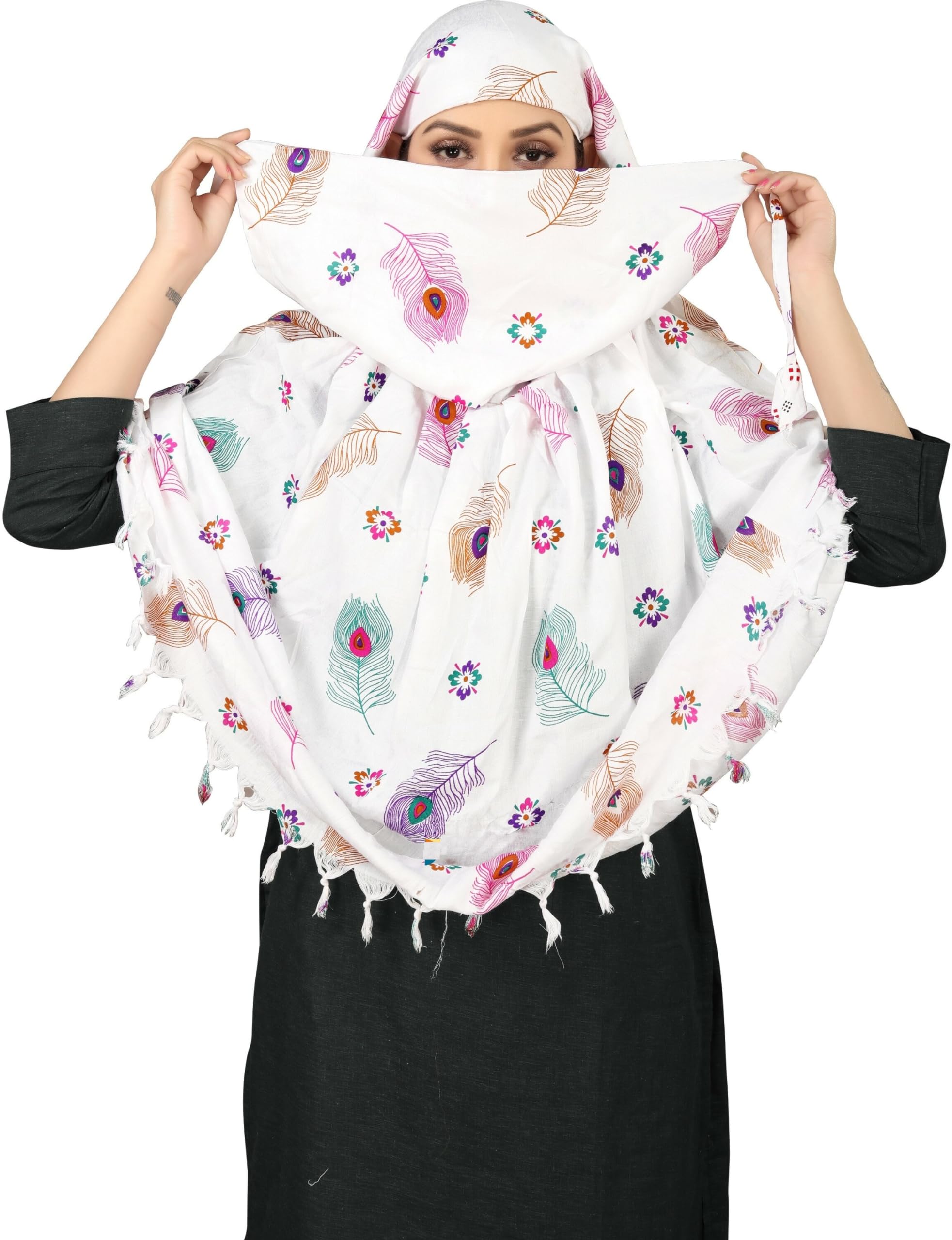 Women's Soft Stylish Reyon Cotton Scarf Cum Mask Usable for Driver Anti Sunlight Pollution Full Face Cover With UV Sun Rays Protection (V-1)-image-9