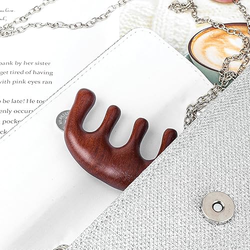 Miniatura 7 de Peine de masaje de madera, peine para cabeza de sándalo, peine de dientes anchos sin estática, peine de dientes anchos para cabeza, estimulador del