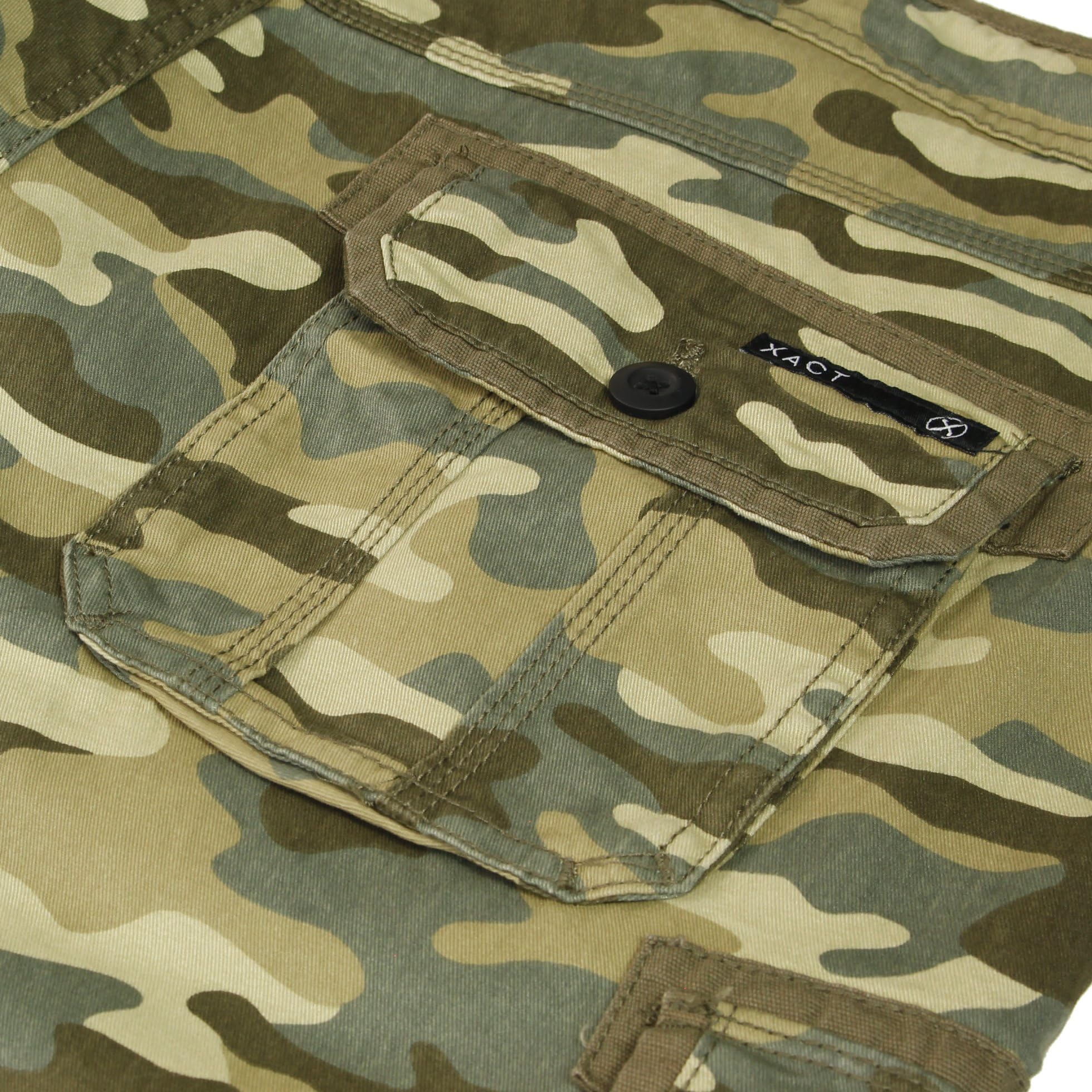 Xact Bermuda Cargo Homme Coton Twill, Short Multipoches Coupe Régulière, Entrejambe 28 cm, Décontracté Été Loisirs Voyage Quotidien