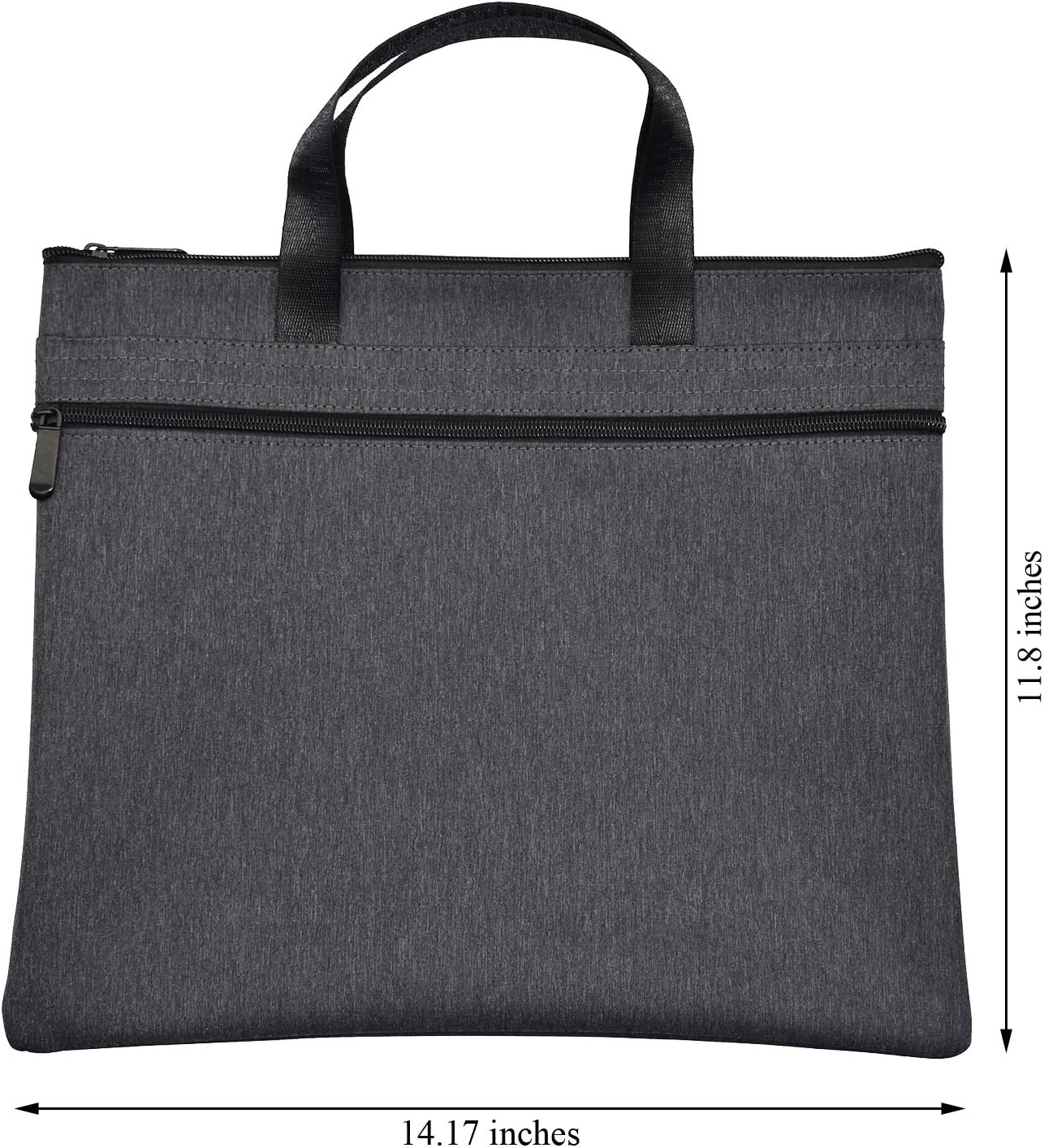Waterproof Zipper Document Bag Handle Meeting Office Organizer Briefcase Black image 2