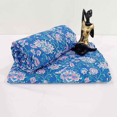 Miniatura 3 de The Yard - Tela india hecha a mano con estampado floral, bloque a mano, bonito tejido de tintes naturales para correr de 3 yardas, tela de algodón