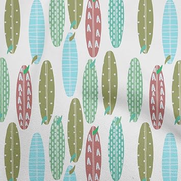 oneOone Cotton Poplin Turquoise Blue Fabric Kids Floral Dress Material Fabric Print Fabric by The Yard 56 Inch Wide