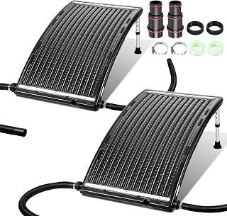 2PCS 2026 Upgraded Solar Pool Heater, with Height-Adjustable Support Feet, Solar Water Heater for Above-Ground and Inground Pools, Includes 4 Adapters, 4 Hoses & Clamps, 4 Plumber Tapes