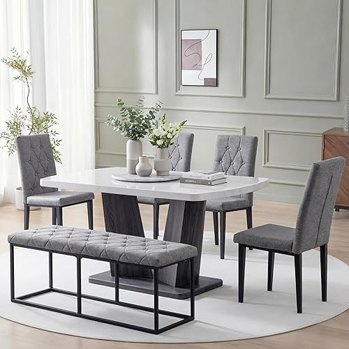 Miniatura 19 de Juego de 4 mesas de comedor de mármol para 4, juego de 4 mesas y sillas de comedor, juegos de comedor, Comedor Moderno, sillas de comedor tapizadas